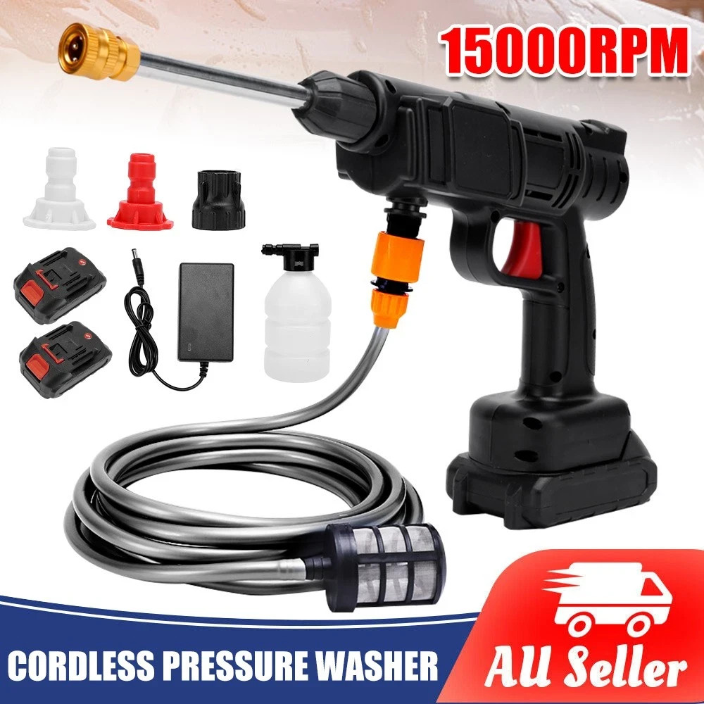 2 Battery Cordless Portable Car High Pressure Washer Jet Water Wash Cleaner Gun