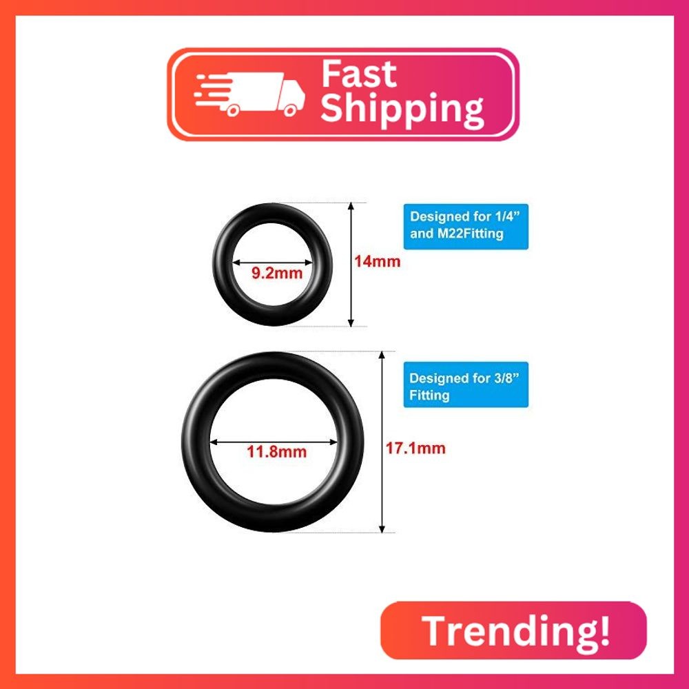 Tatuo 50 Pieces Power Pressure Washer O-Rings Replacement for 1/4 inch, 3/8 inch