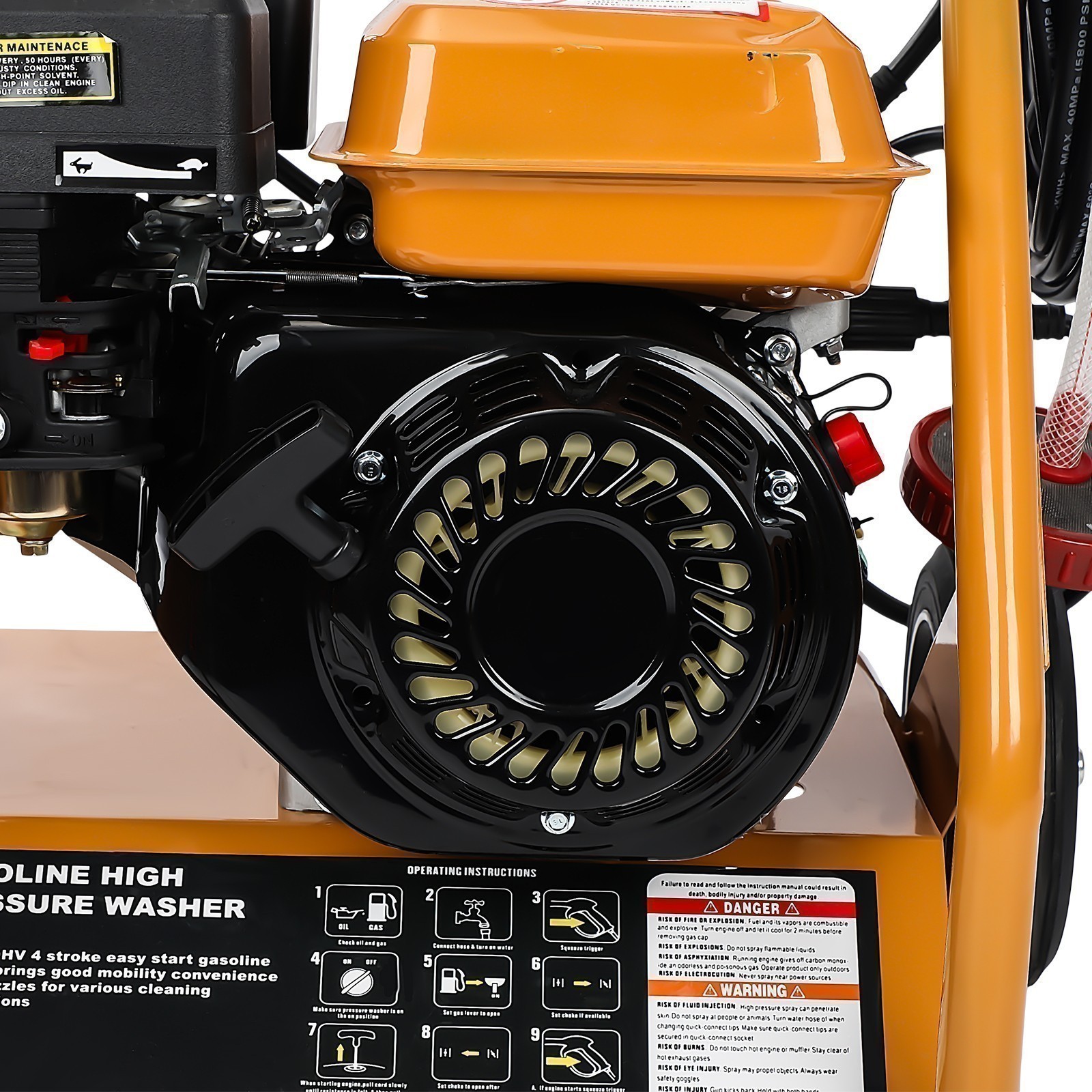 3950 PSI Gas Pressure Washer 5 Nozzles Gas Powered Washer 7HP 2.6 GPM 212cc