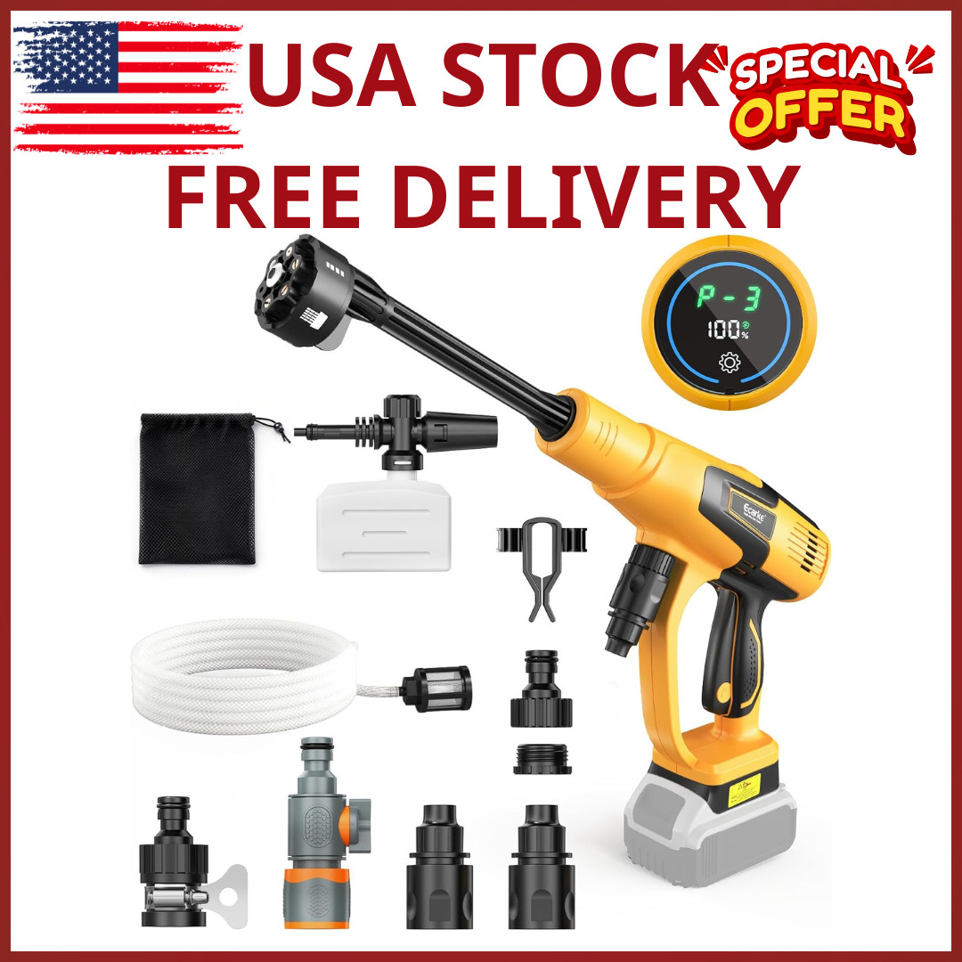 1200PSI Cordless Pressure Washer for DeWalt 20V Battery 6-in-1 Nozzle Foam Canno