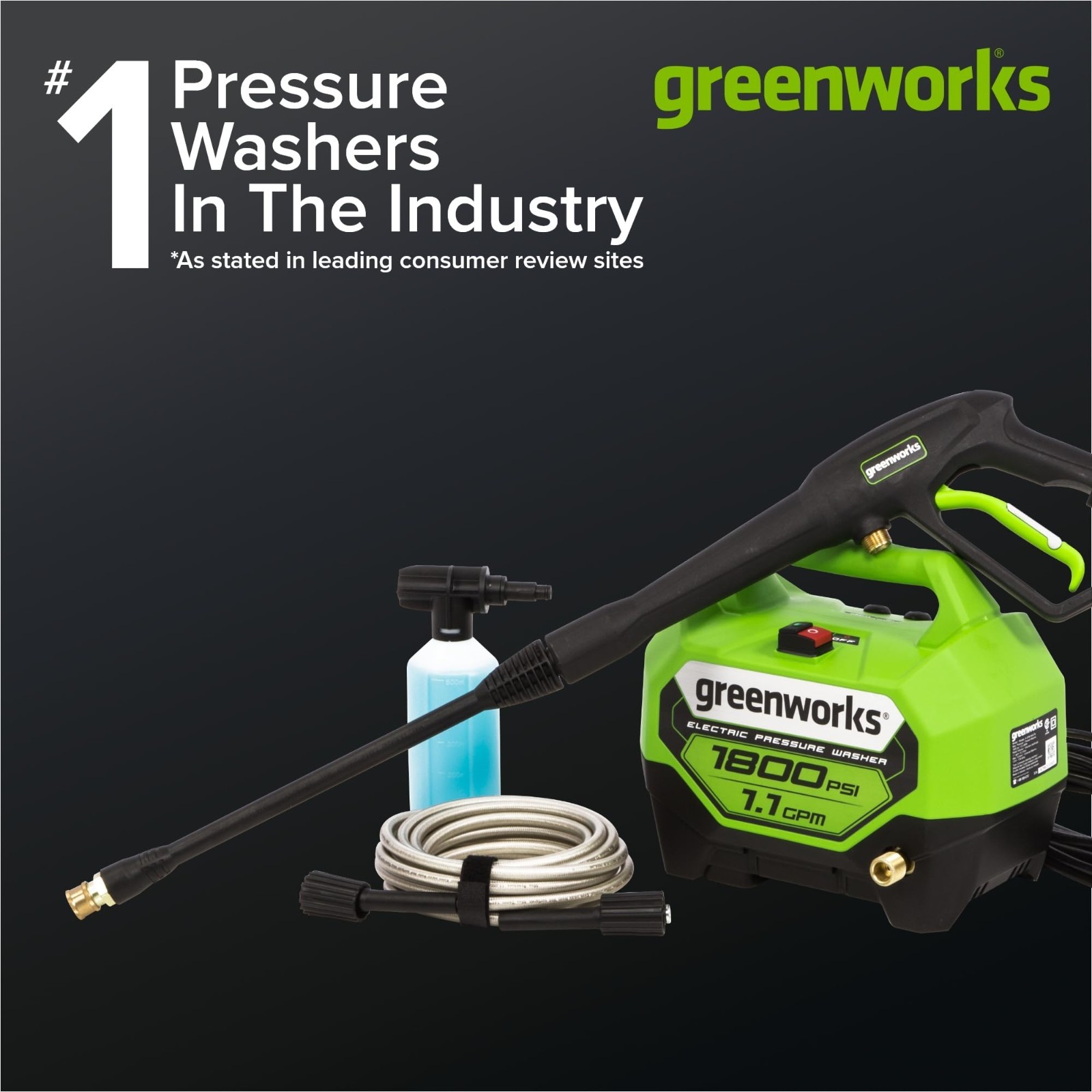 1800 PSI Electric Pressure Washer – 1.1 GPM, PWMA Certified, Compact & Powerful