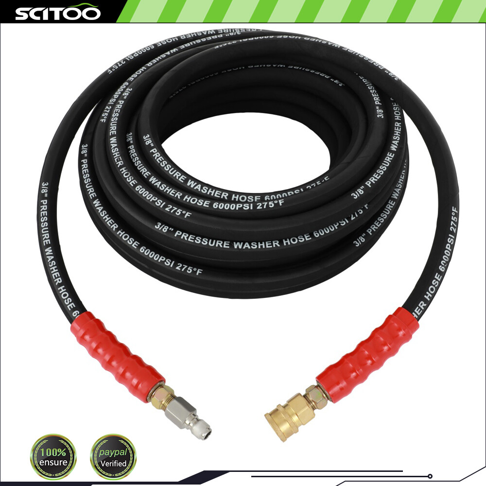 3/8″ x 50ft 6000 PSI Hot Water Pressure Washer Hose Non-Marking 2-Braid R2