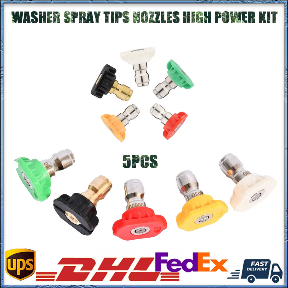 5pcs Quick Connect 1/4 Pressure Washer Nozzle Set High Power Kit