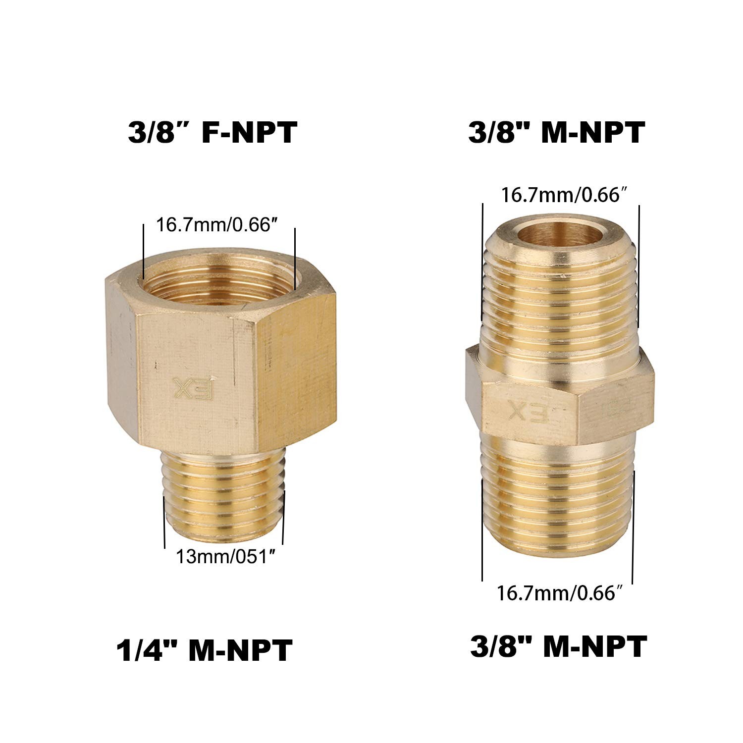 CREEXEON Pressure Washer Accessory Adapter Set,1/4″ NPT 3/8″ NPT Reducer Kit