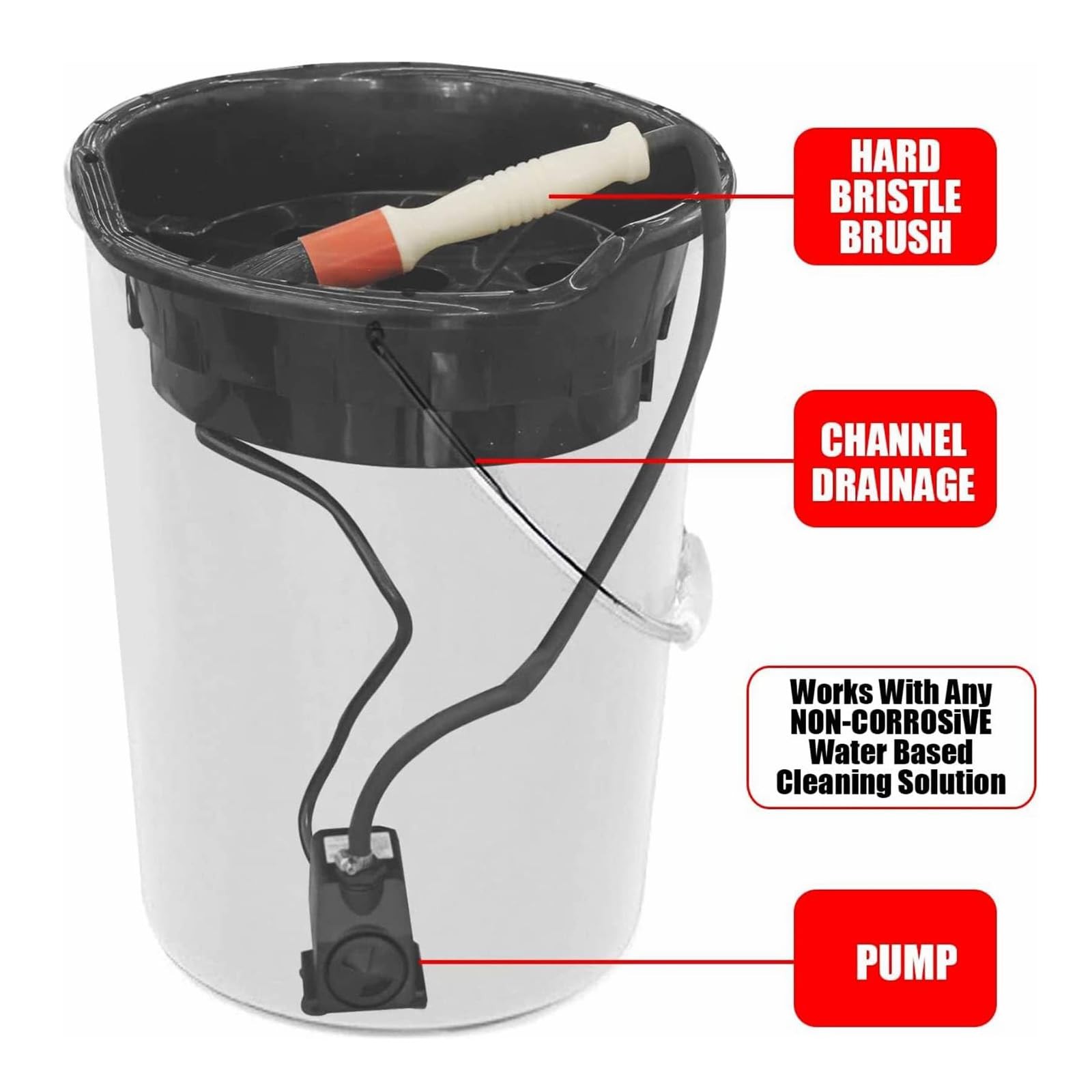 5 Gallon Portable Plastic Parts Washer Cleaner for Automotive Degreasing