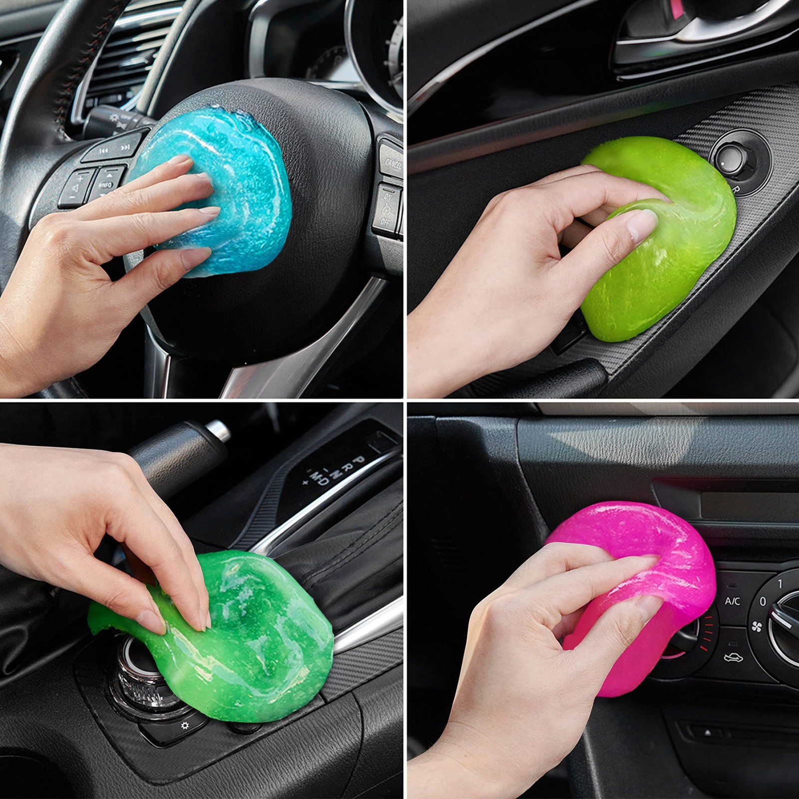 Car Cleaning Gels 4-Pack, 4 Count (Pack of 1), Blue,Yellow,Green,Pink