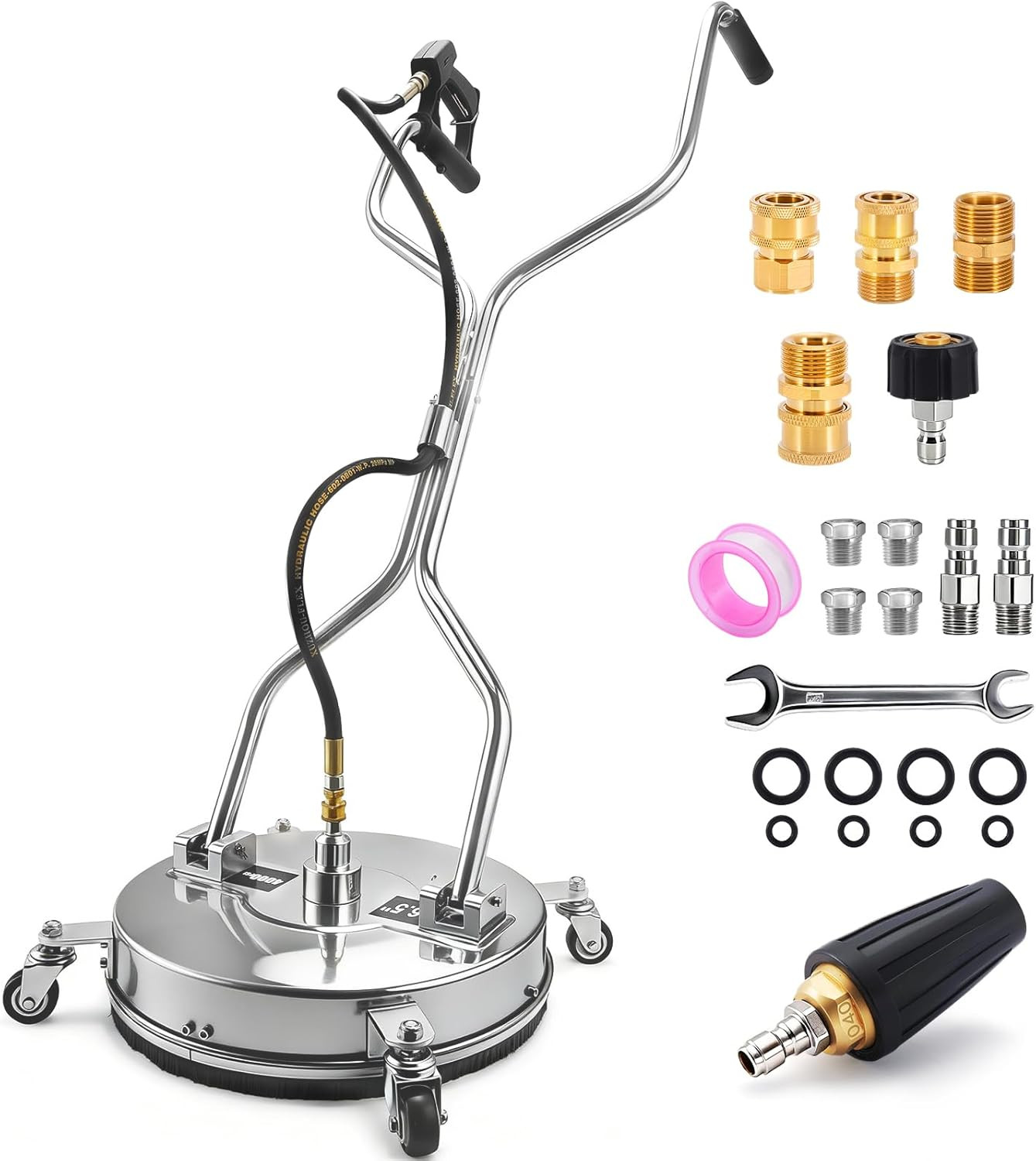 16.5″ Pressure Washer Surface Cleaner, Heavy-Duty Stainless Steel, Dual Handle,