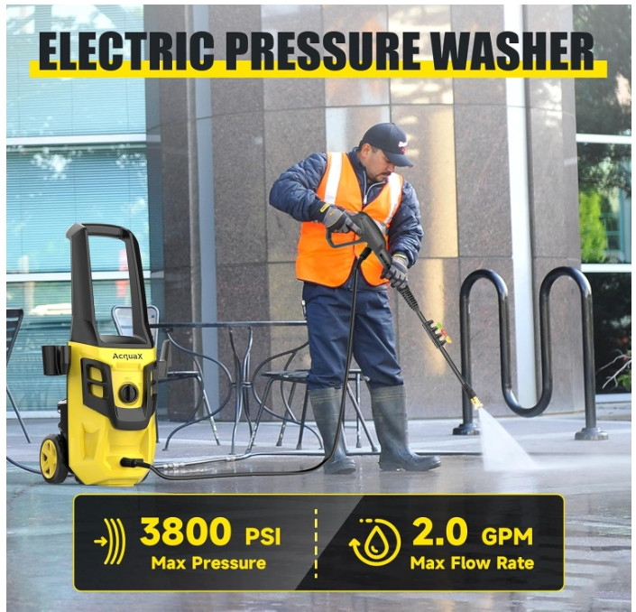 AcquaX Electric Pressure Washer 1900PSI 1.8 GPM Power Washer Cold Water New