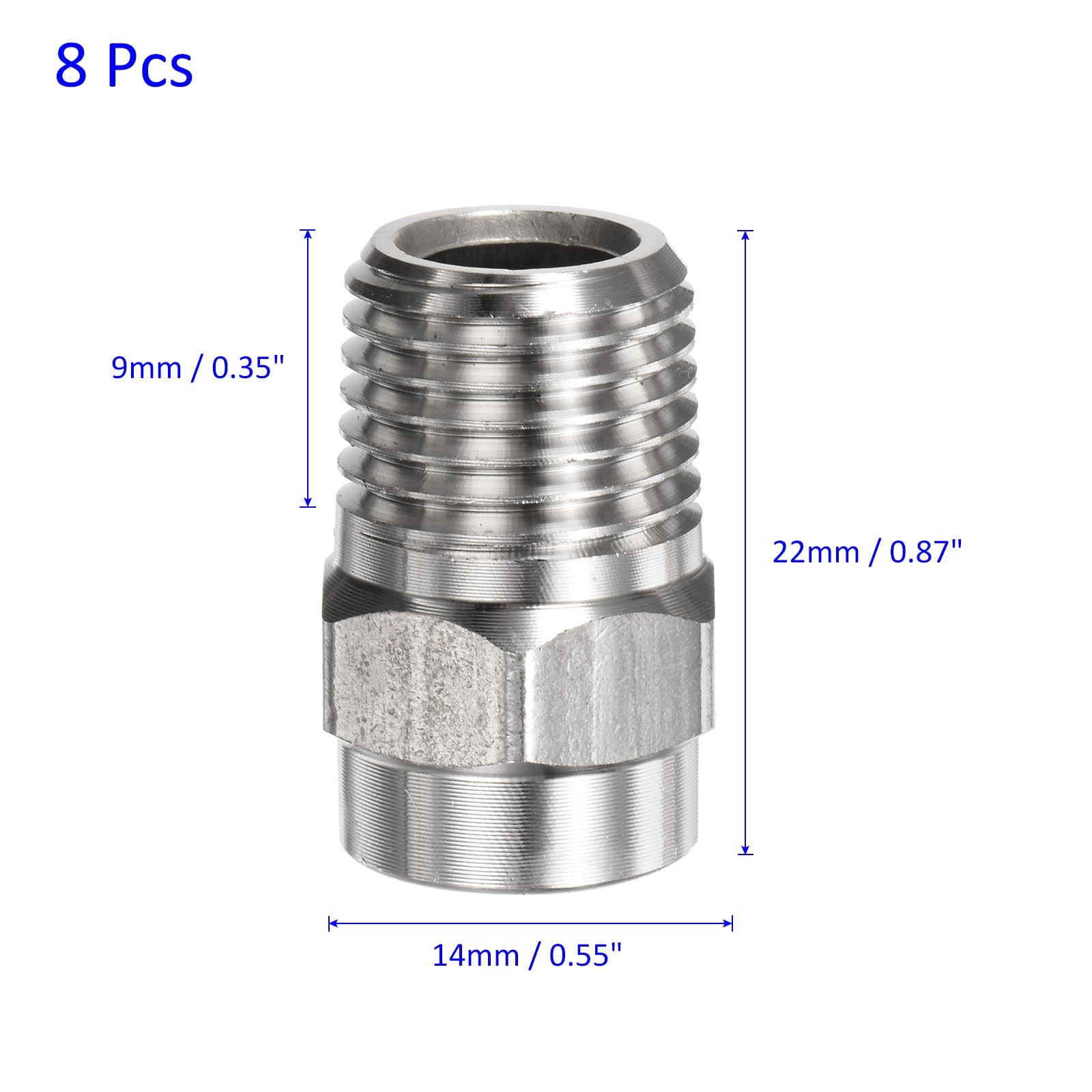 8 PCS Surface Clean Tip 25 Degree 1/4 Inch NPT Male Pressure Washer 1.382mm