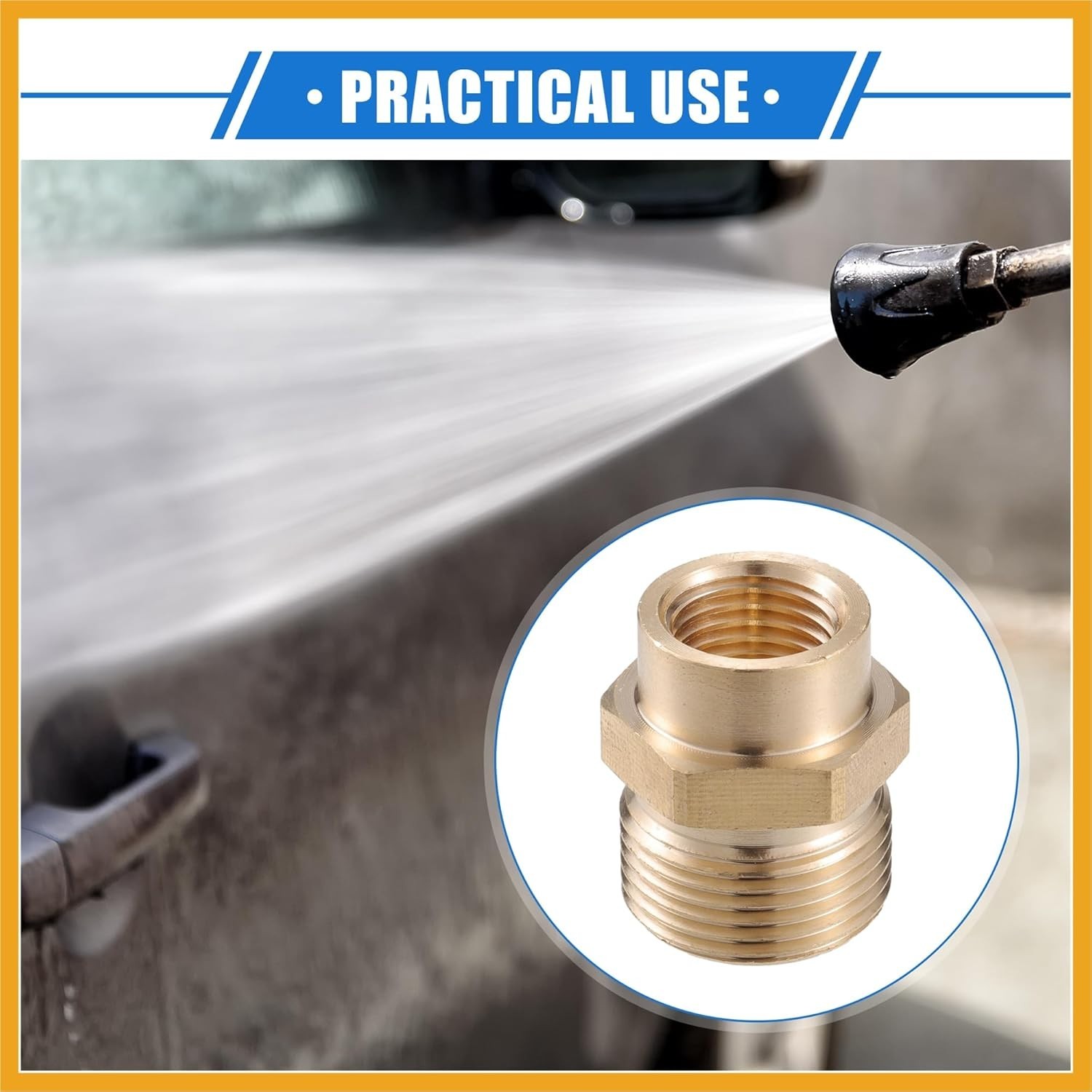 Durable M14x1.5 to M22x1.5 Brass Pressure Washer Connector – Easy Installation