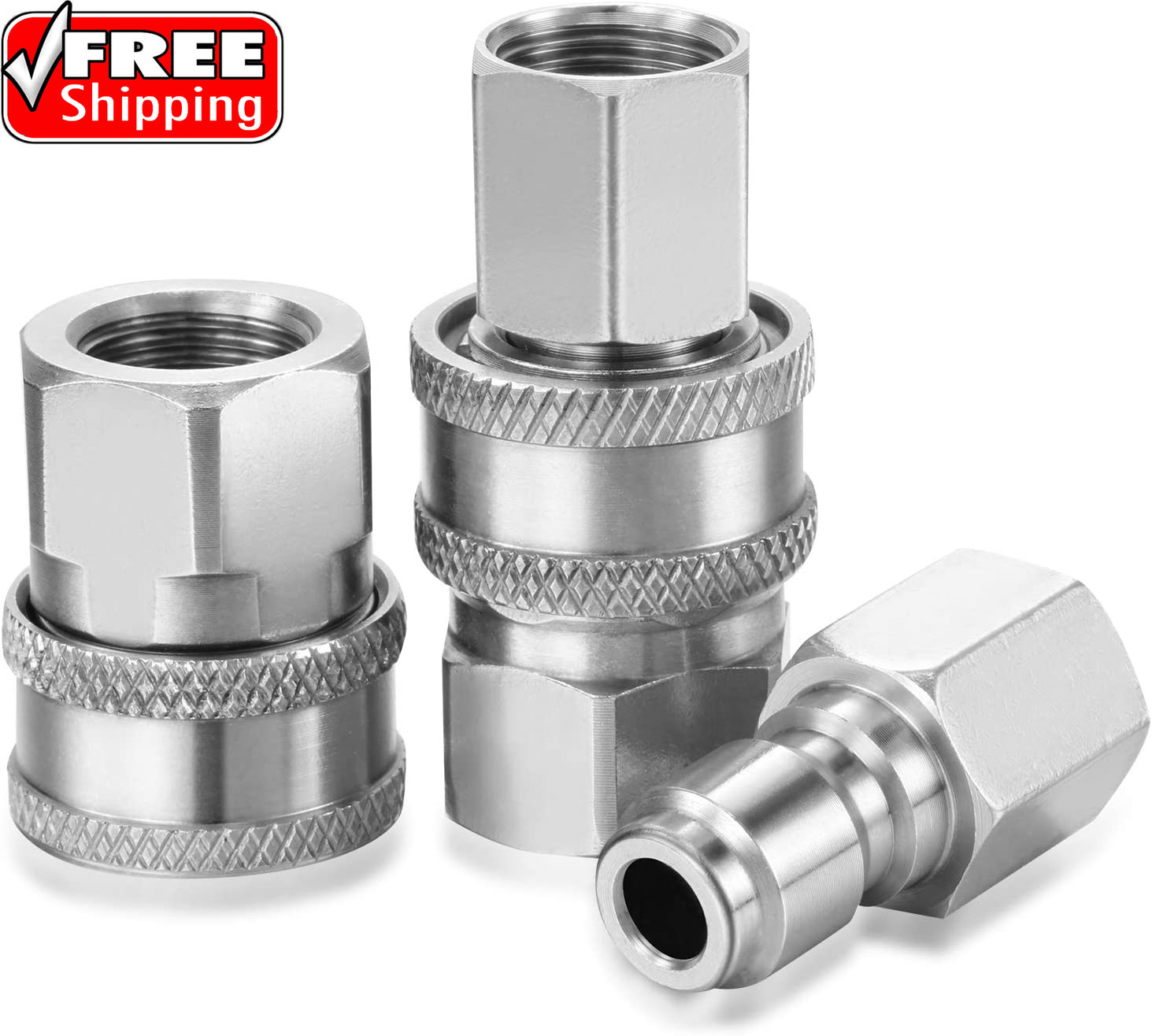 2 Sets NPT 3/8 Inch Pressure Washer Quick Connector Kit Stainless Steel Pressure