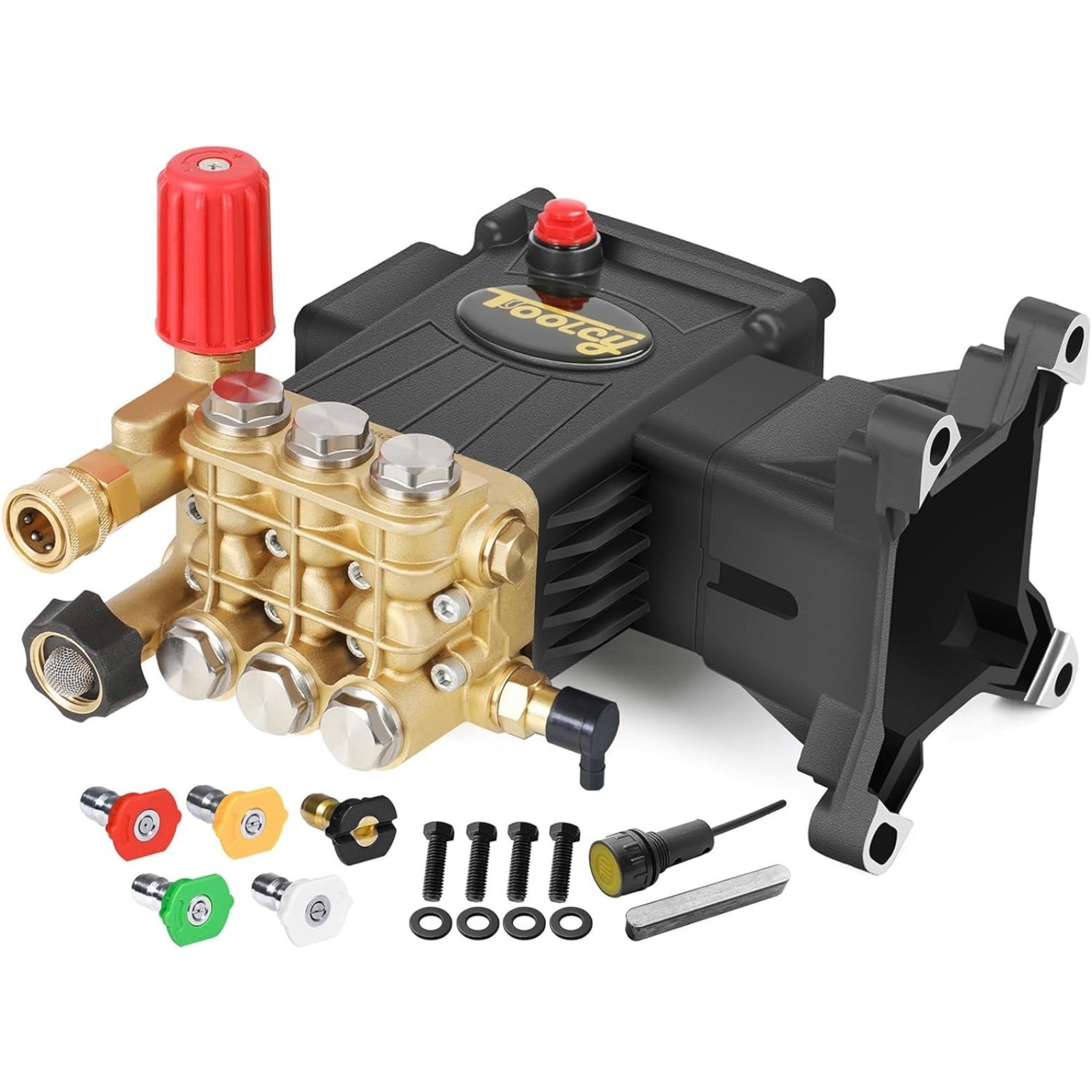 4000PSI 4.4GPM 1″Shaft Horizontal Triplex Plunger Power Washer Pressure Pump Kit