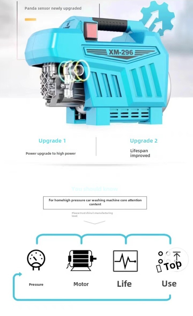 M-296 High Pressure Washing Machine 100bar 220V 1.3KW Portable Car Washer