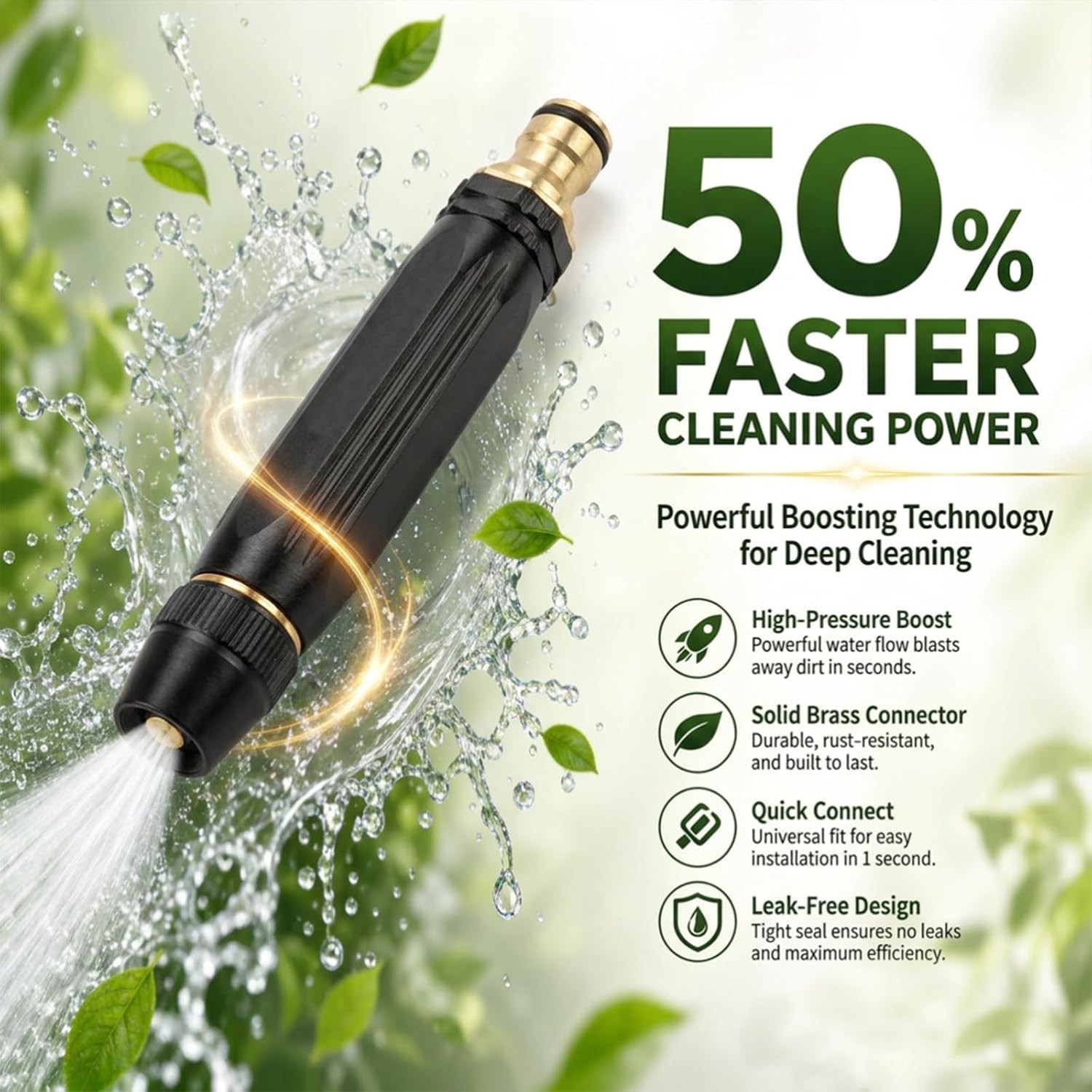 5-in-1 High Pressure Hose Nozzle,PowerJet High Pressure Water Gun,Garden Hose