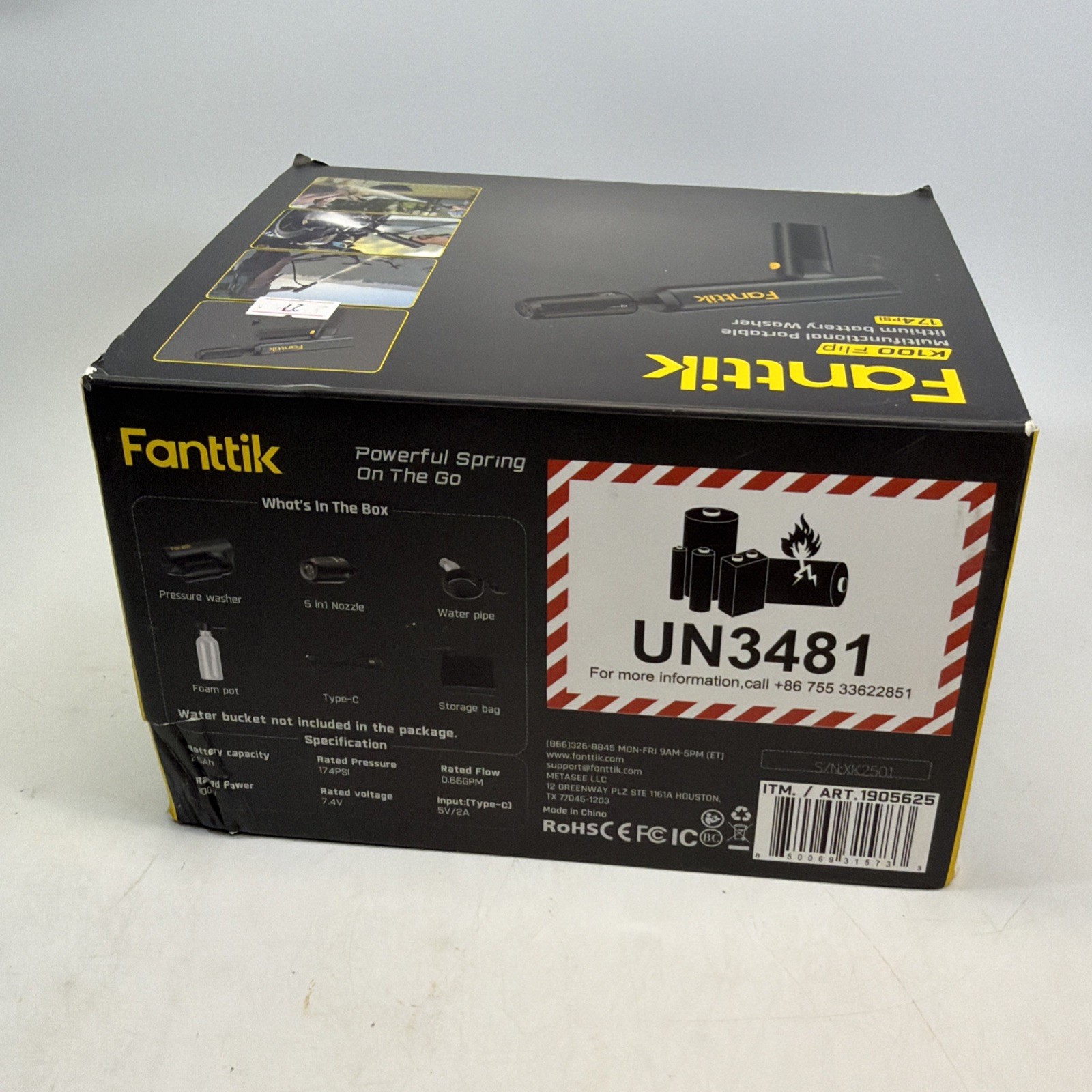 Fanttik K100 Flip Wireless Battery Pressure Washer 174 PSI 5 in 1 Nozzle