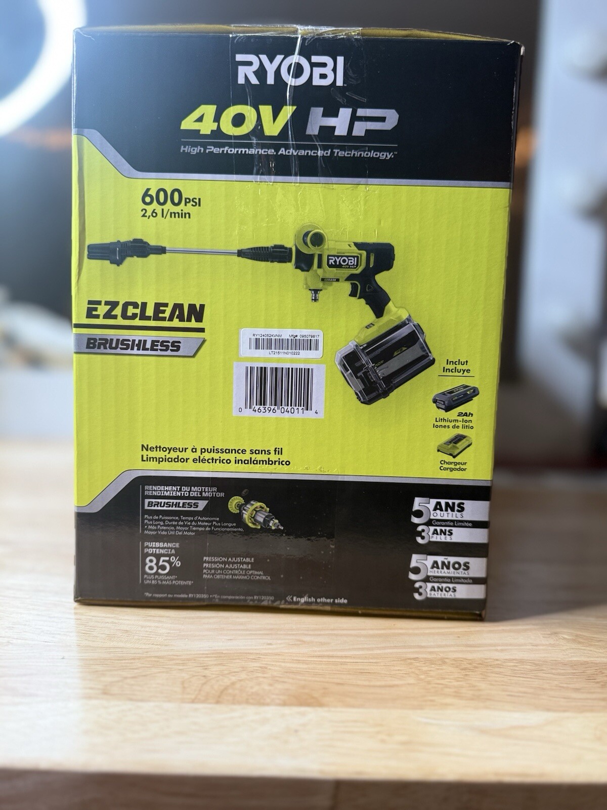 RYOBI 40V RY124052 HP Brushless 600psi EZ Clean Power Cleaner – Tool Only