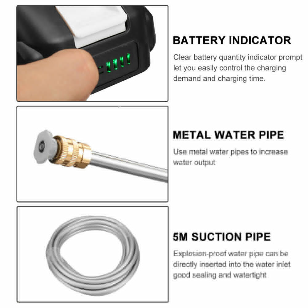 288VF Cordless Electric High Pressure Water spray gun Car Washer Cleaner Tool