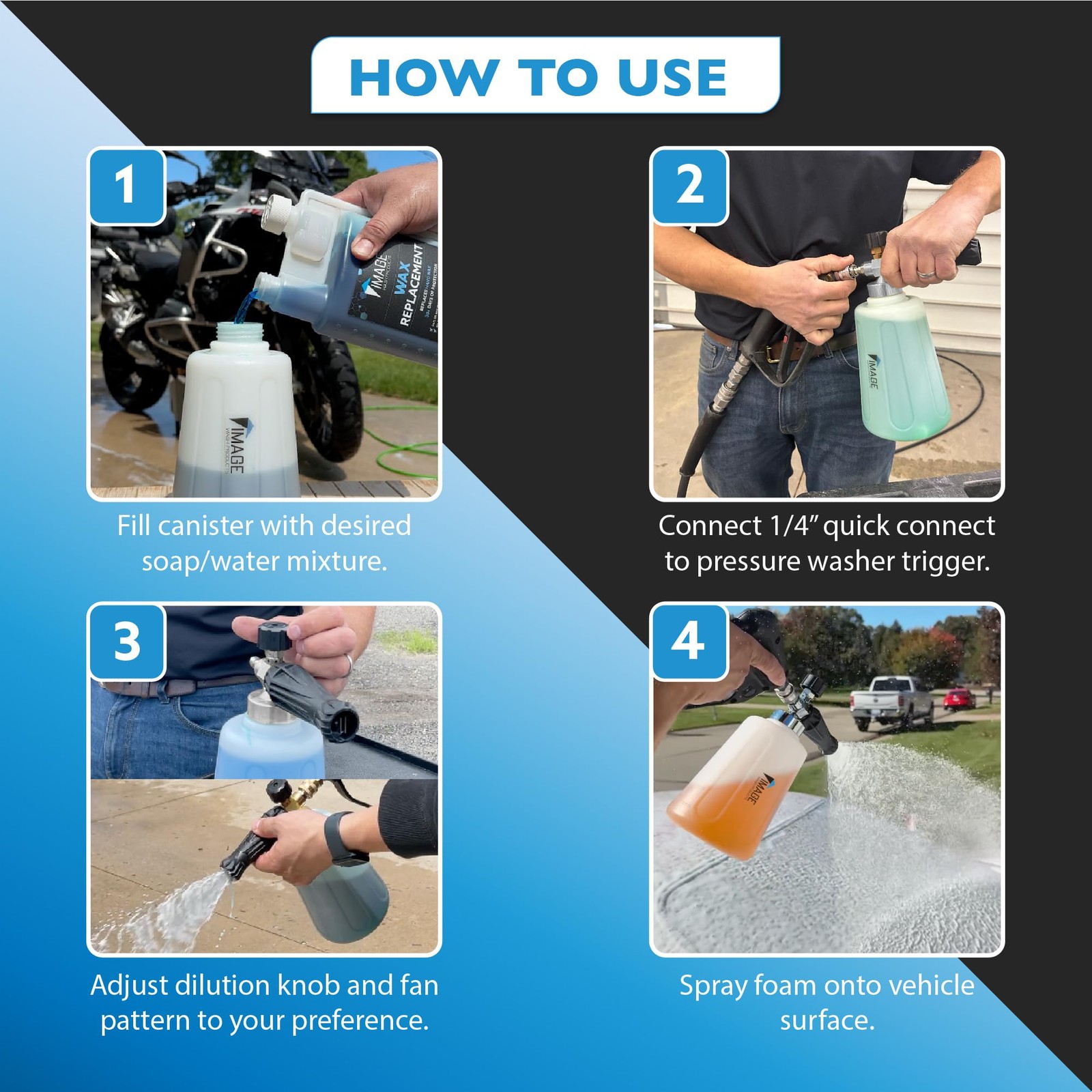 Snow Foam Cannon for Pressure Washers – Wide Base – 40oz Canister – Detailer’…