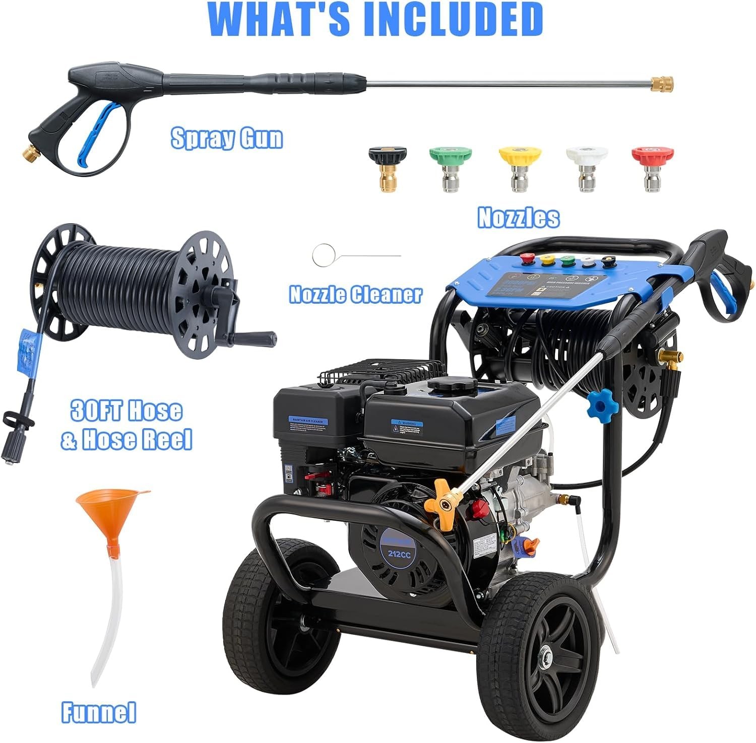 Gas Powered Cold Water Pressure Washer 3600 PSI 2.3 GPM 212cc 5 Nozzles New