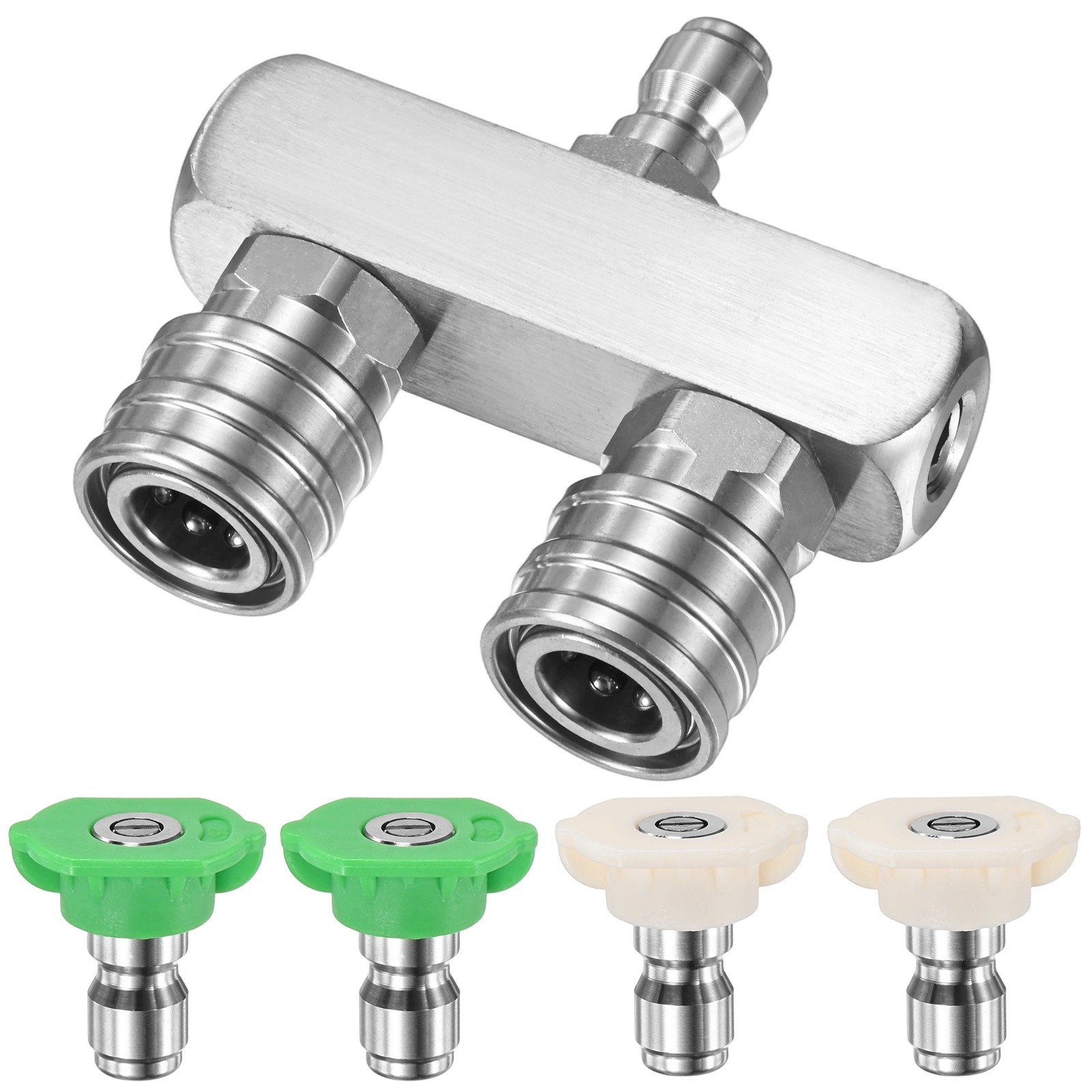 Set of 5 Pressure Washer Nozzles, Double Pressure 25/40° [Silver]