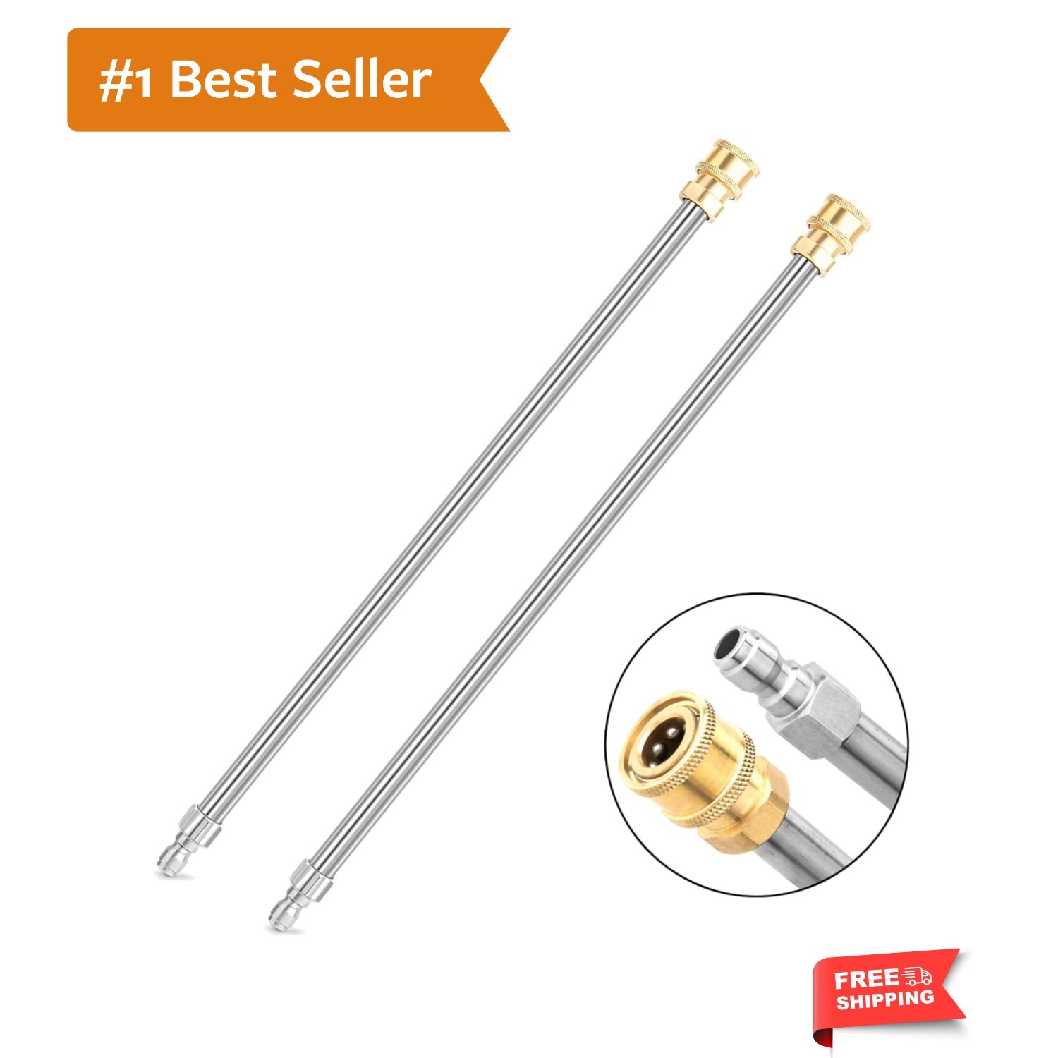 Pressure Washer Extension Wand, 2 Pack 17 Inch Stainless Steel Heavy Duty Wan…