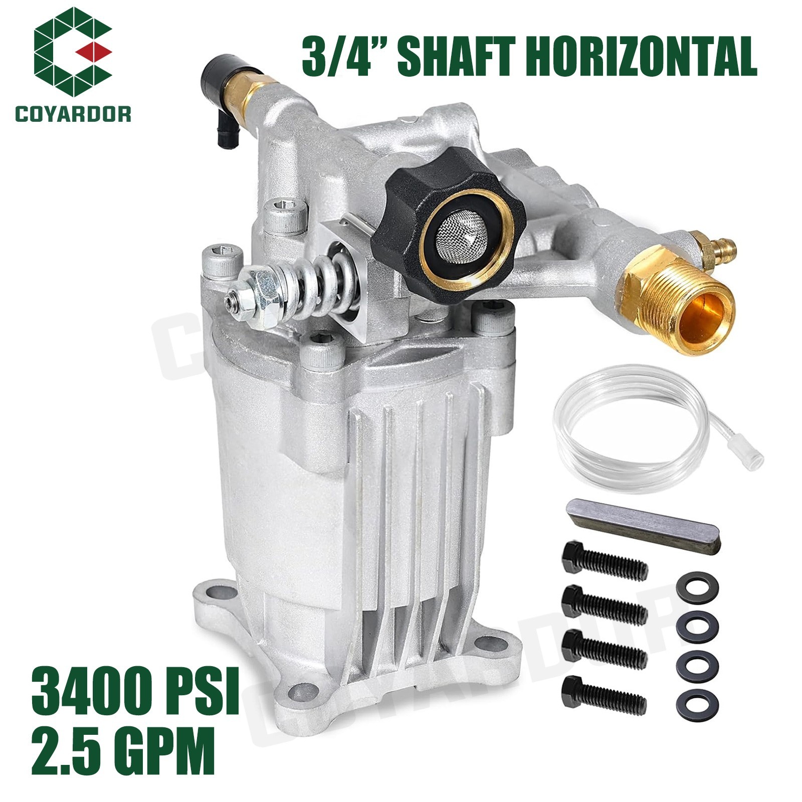 3400 psi Pressure Washer Pump 3/4″ Horizontal 2.5 GPM, fits for GC190 GC160 more