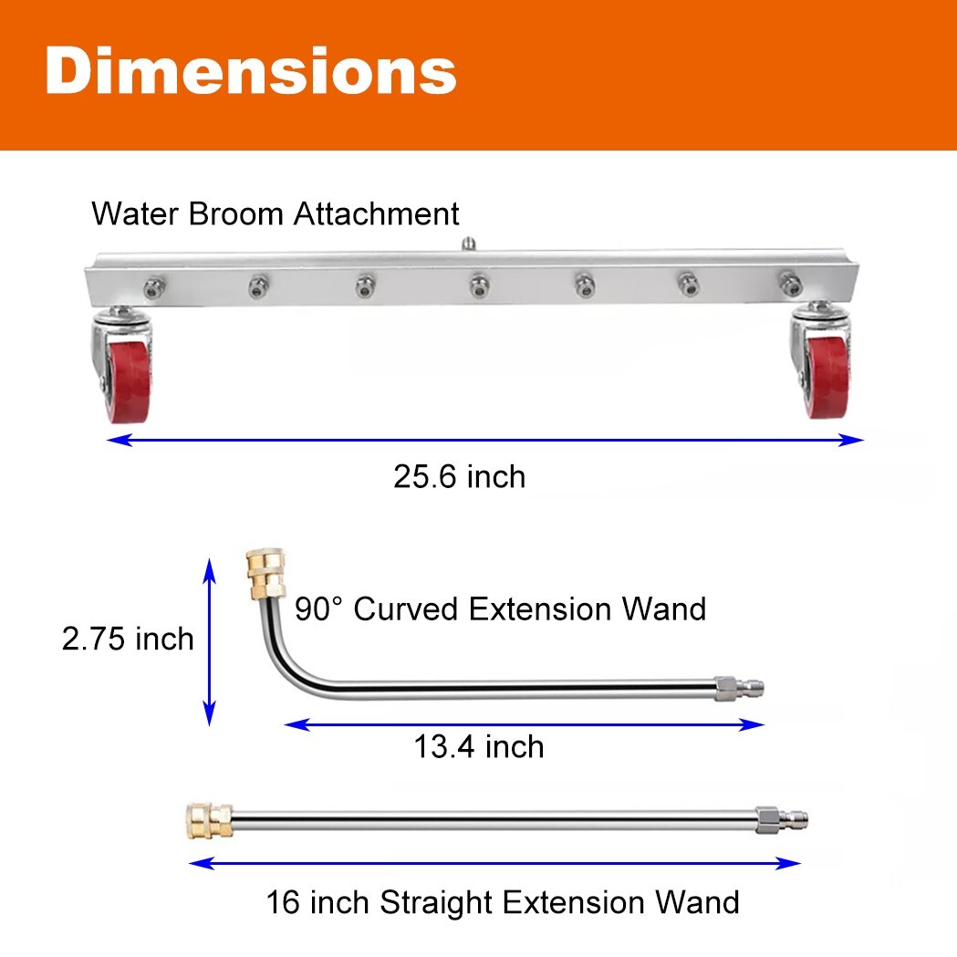 25.6″ Pressure Washer Surface Cleaner Water Broom Undercarrige Car Clean Brush