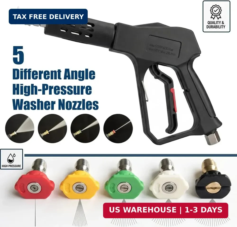 Swivel Pressure Washer Gun,Sturdy 5000PSI Short Power Washer Wand Carwash Spray