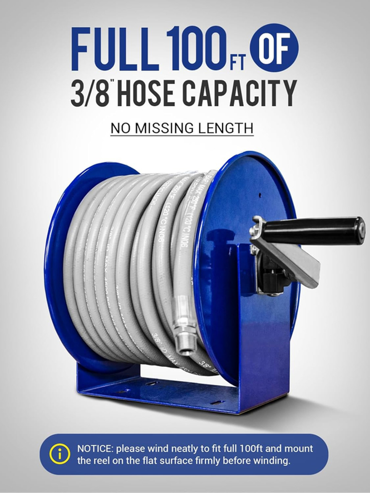 MEKOH Pressure Washer Hose Reel 100FTx3/8”, 200FTx1/4” Manual Power Washer Hose