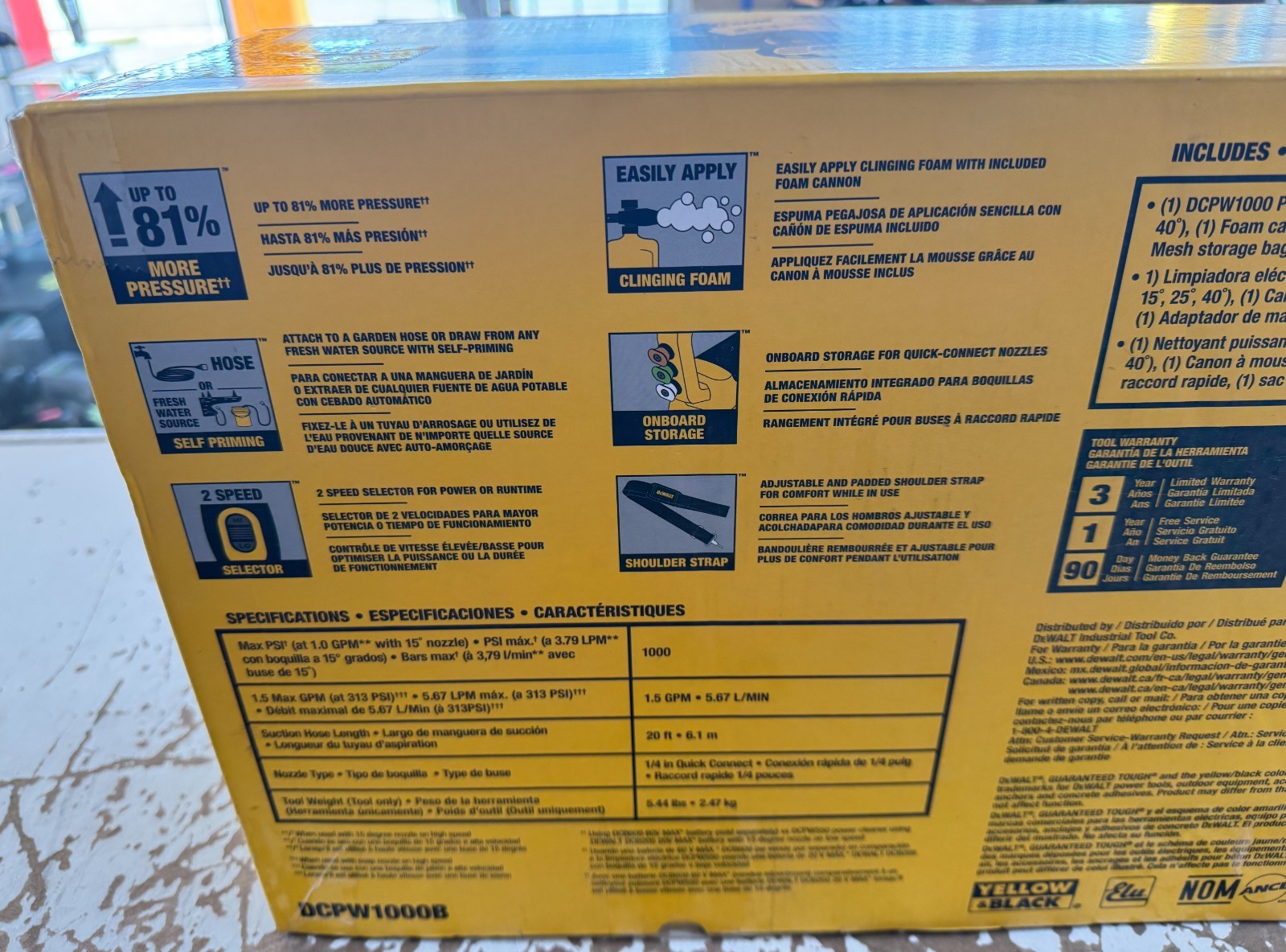 Dewalt FLEXVOLT DCPW1000B 60V MAX Brushless 1000 Max PSI Power Cleaner TOOL ONLY