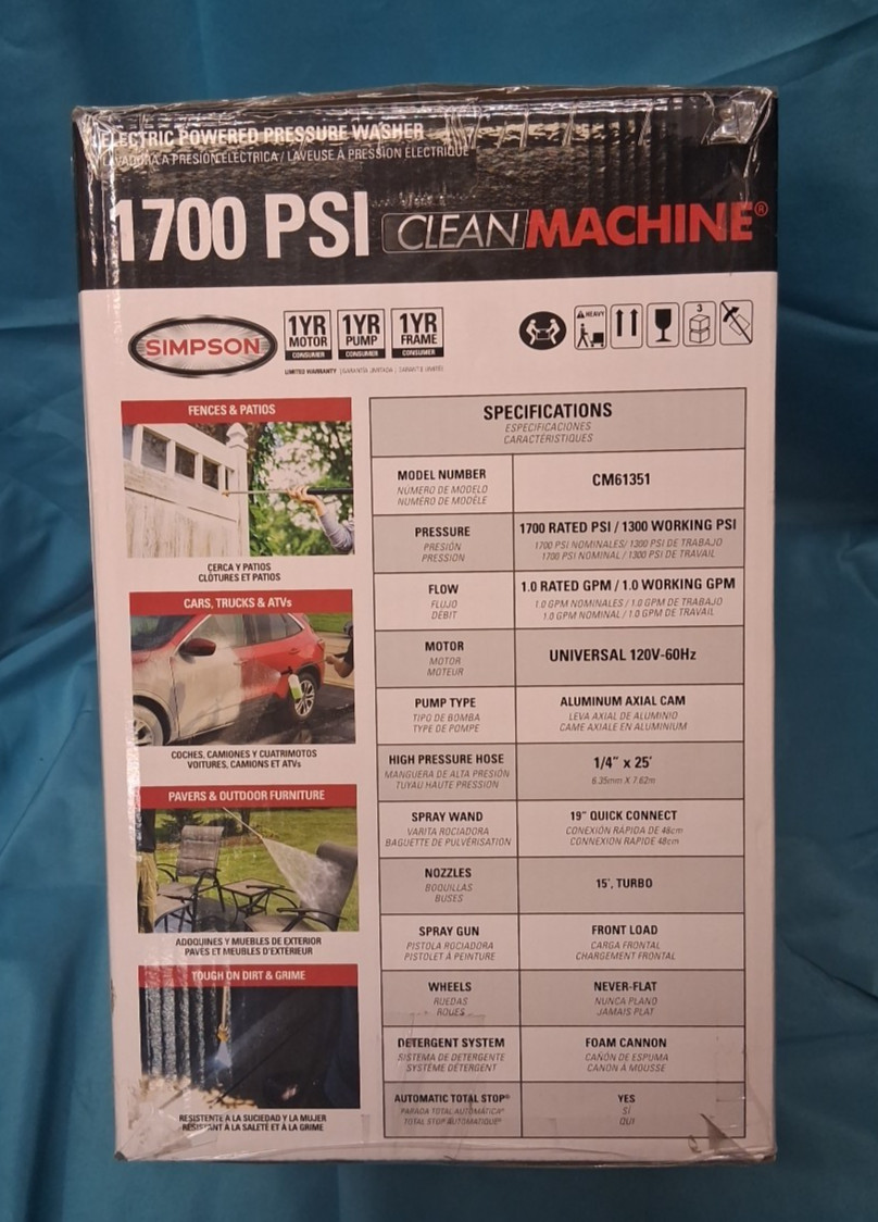 Simpson Clean Machine CM61351 Electric Pressure Washer 1700 PSI