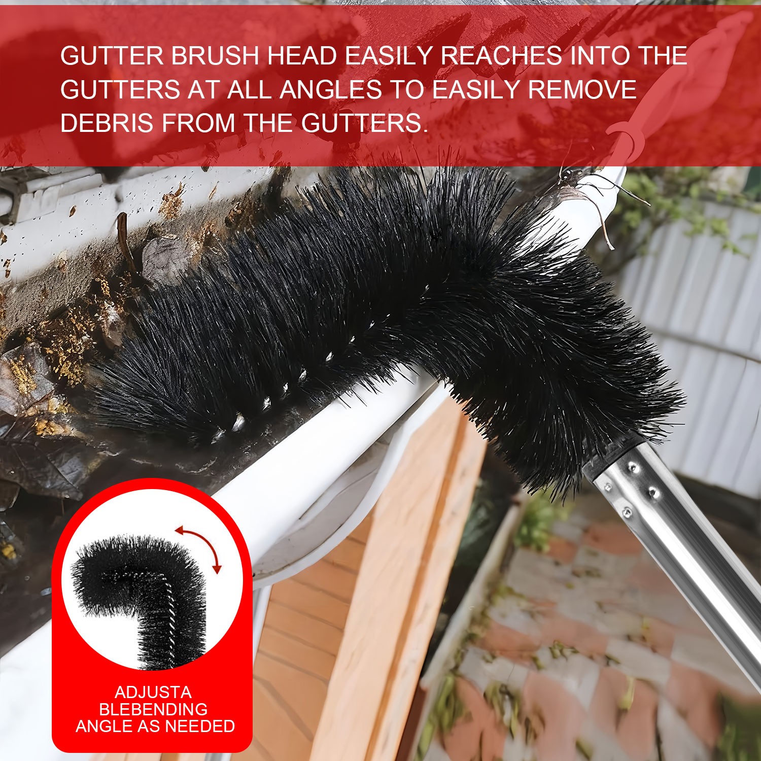 Gutter Cleaning Brush Extendable Telescoping Handle Rain Gutter Cleaner