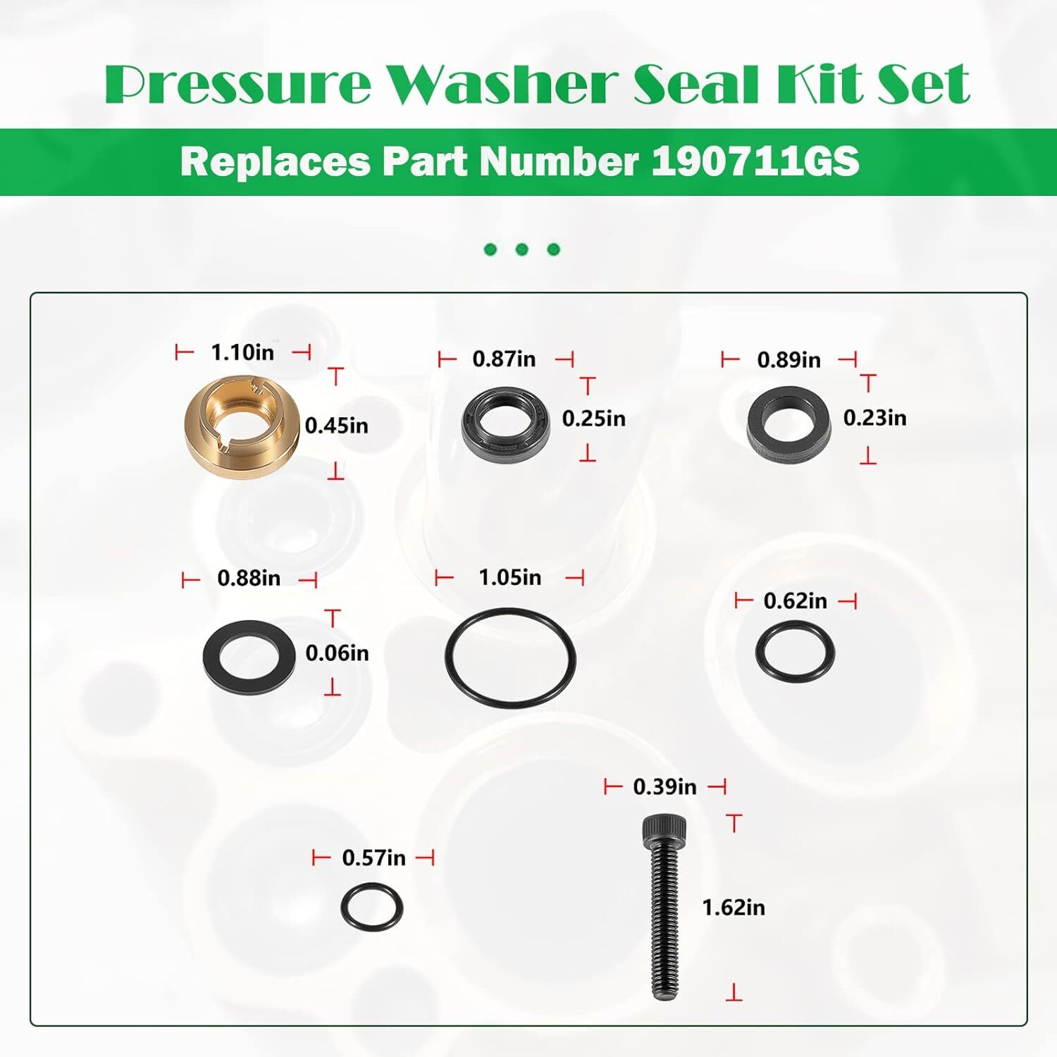 Pressure Washer Seal Kit for 190595GS 580752550 580752300 Briggs & Stratton