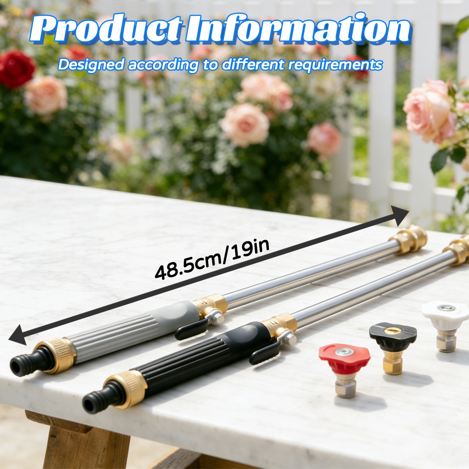 Jet Nozzle Power Washer for Garden Hose with 3 high-pressure nozzles