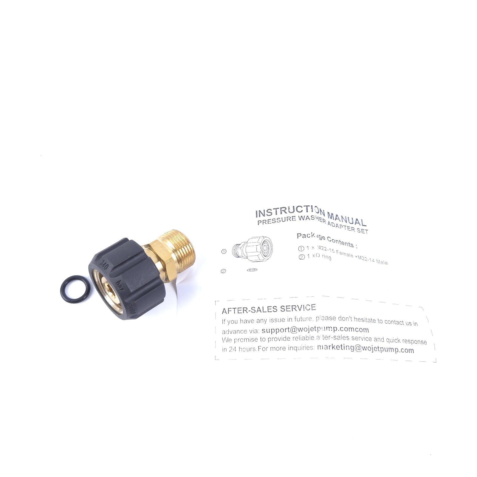 Pressure Washer Hose Adapter Brass M22 15mm Female to M22 14mm Male