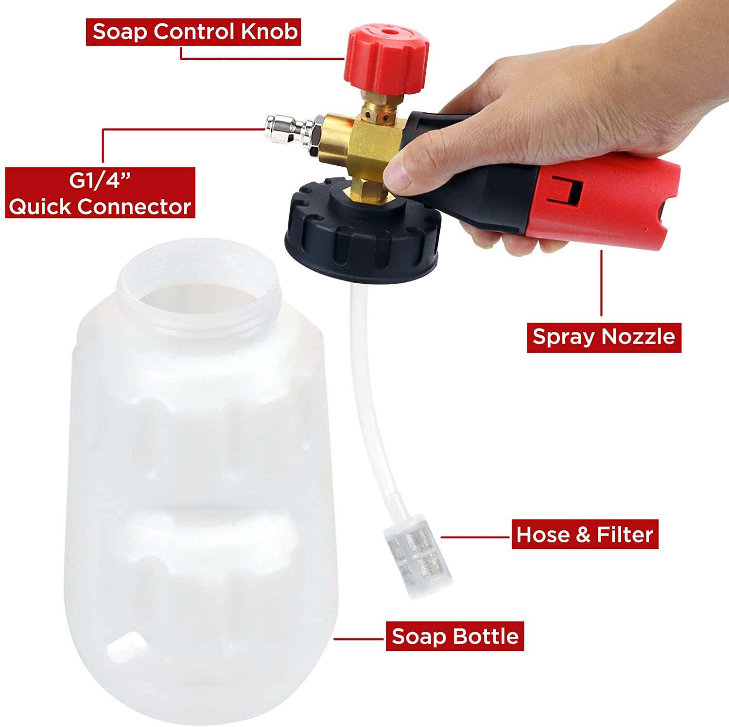 3200PSI Car Washing Gun Foam Sprayer Cannon High Pressure Washer Hose M22-14mm