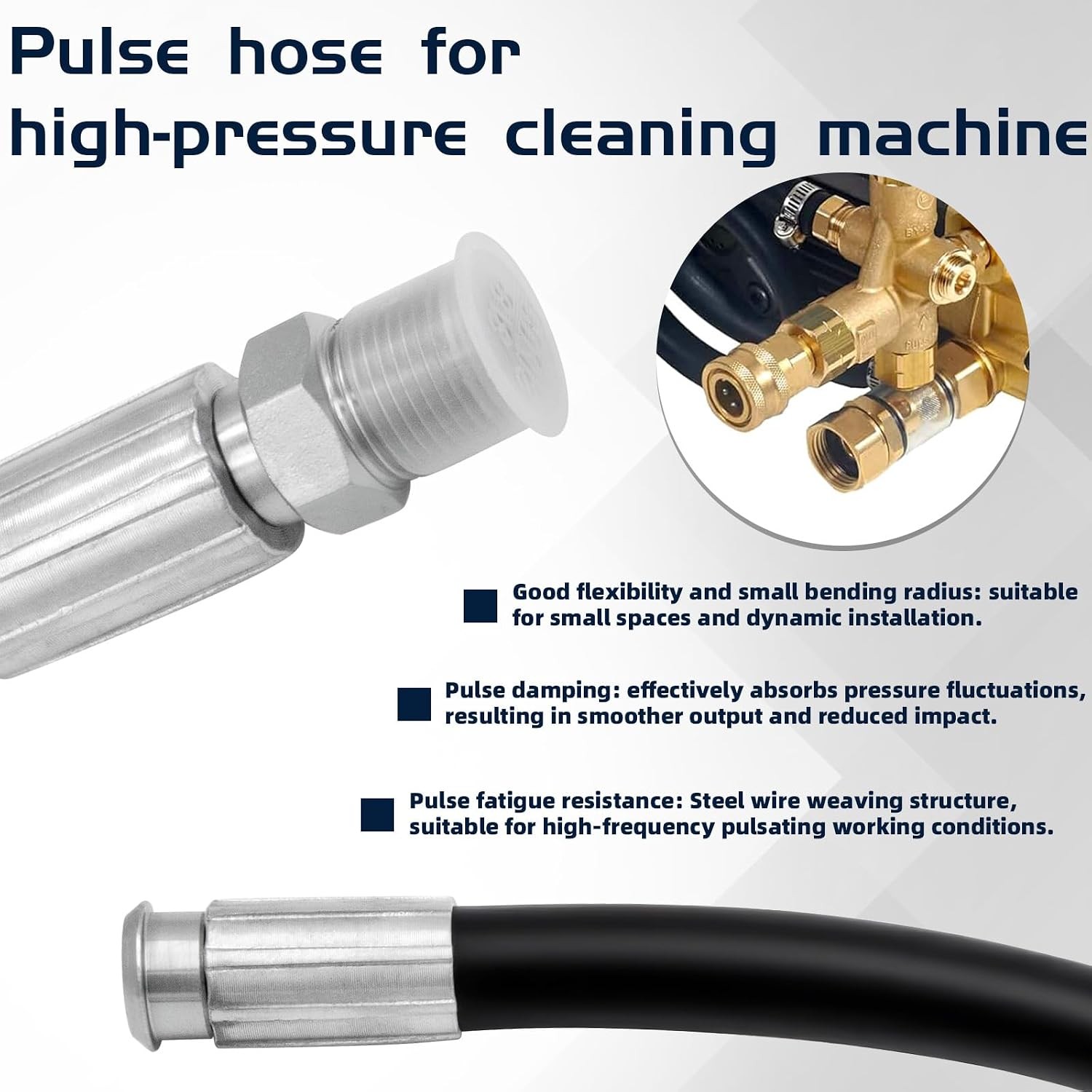 12 Inch 3000 PSI Pressure Washer Pulse Hose – Fit 2600 PSI Excell Devilbiss XR V
