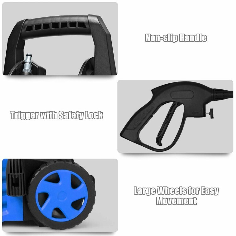 Costway 2030PSI Electric Pressure Washer Cleaner 1.7 GPM 1800W W/ Hose Reel Blue