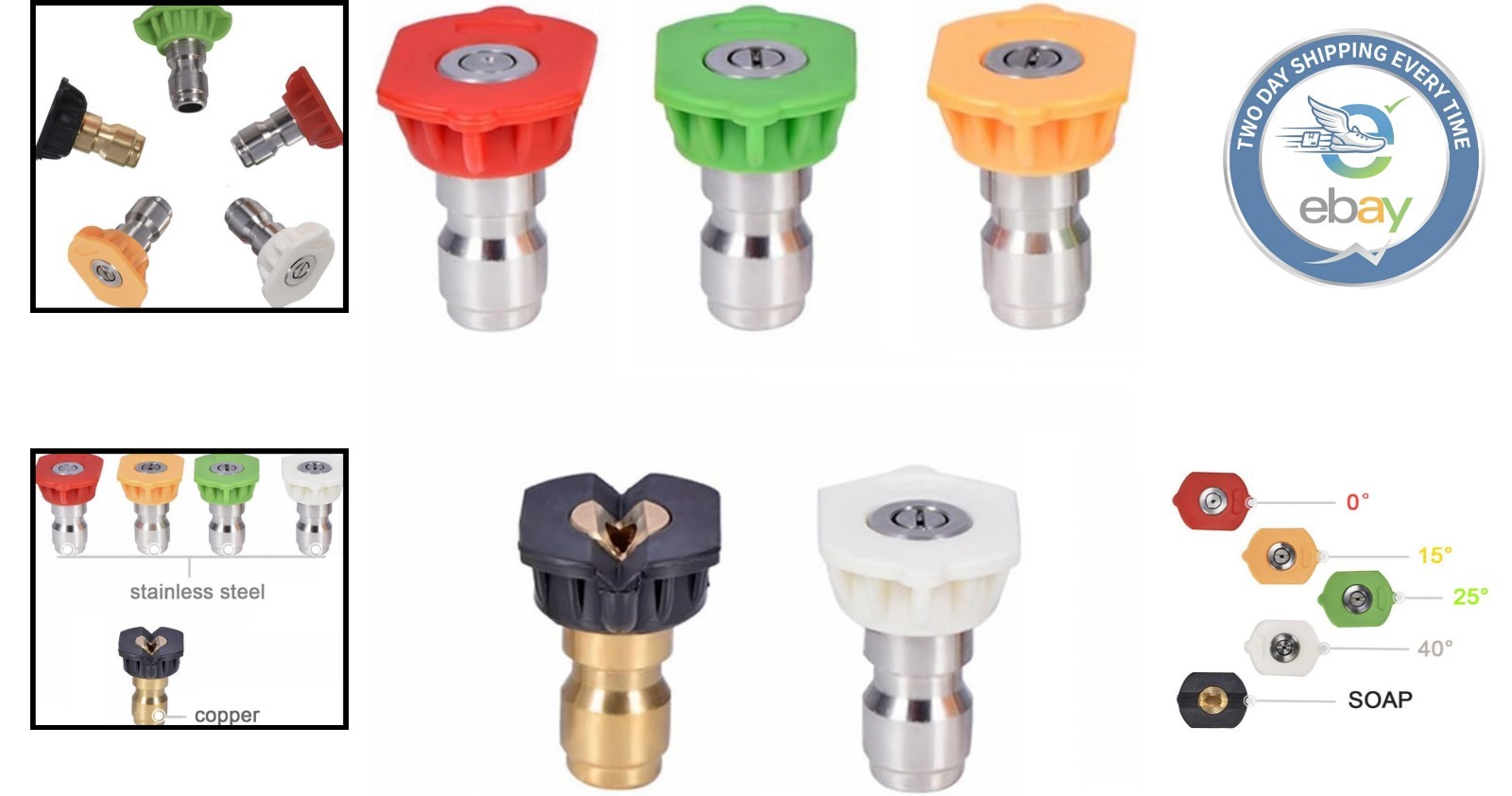 Versatile 1/4 Inch Pressure Washer Tips – Brass & Stainless Steel Construction