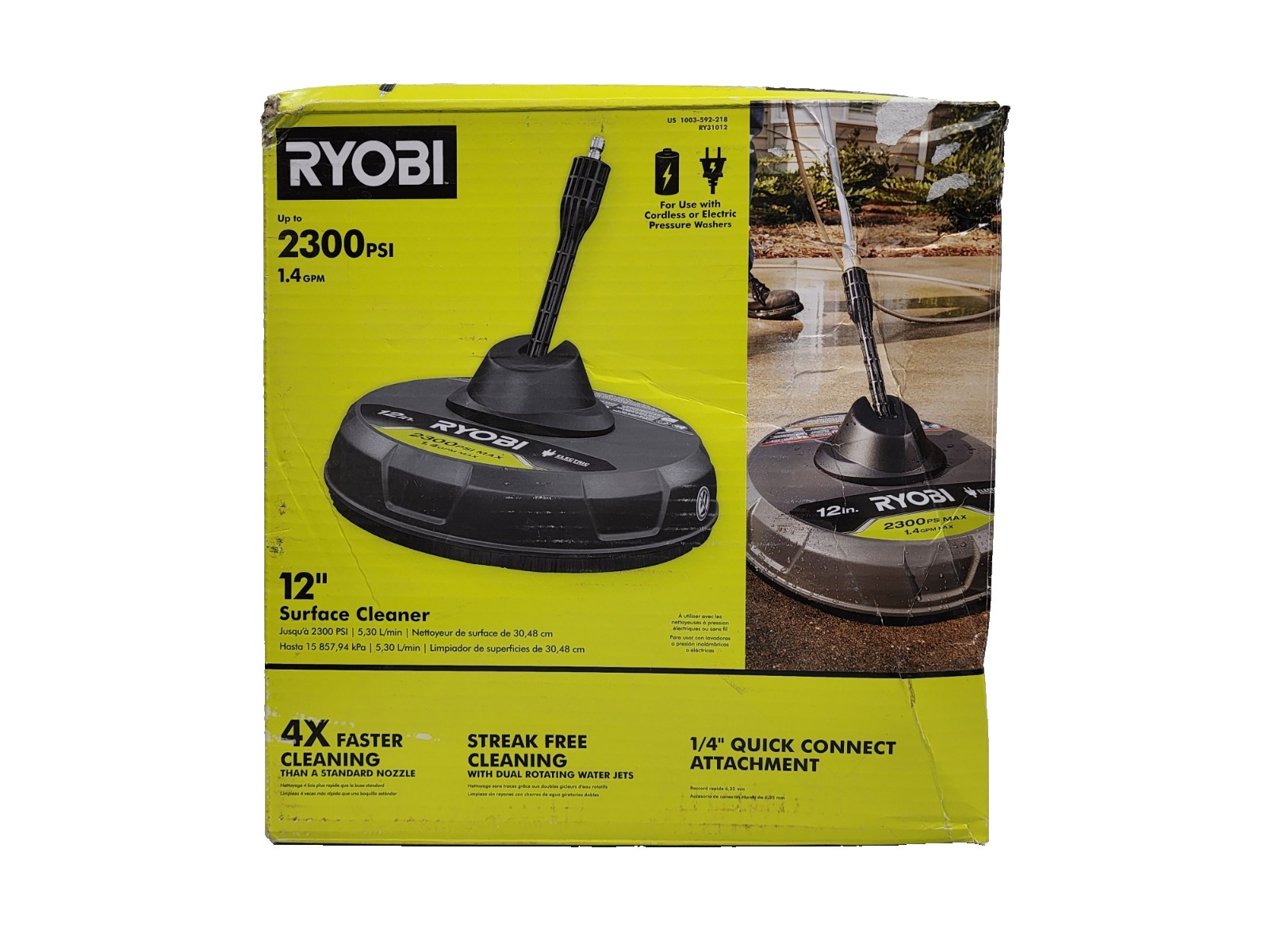 RYOBI RY31012 12 in. 2,300 PSI Electric Pressure Washers Surface Cleaner