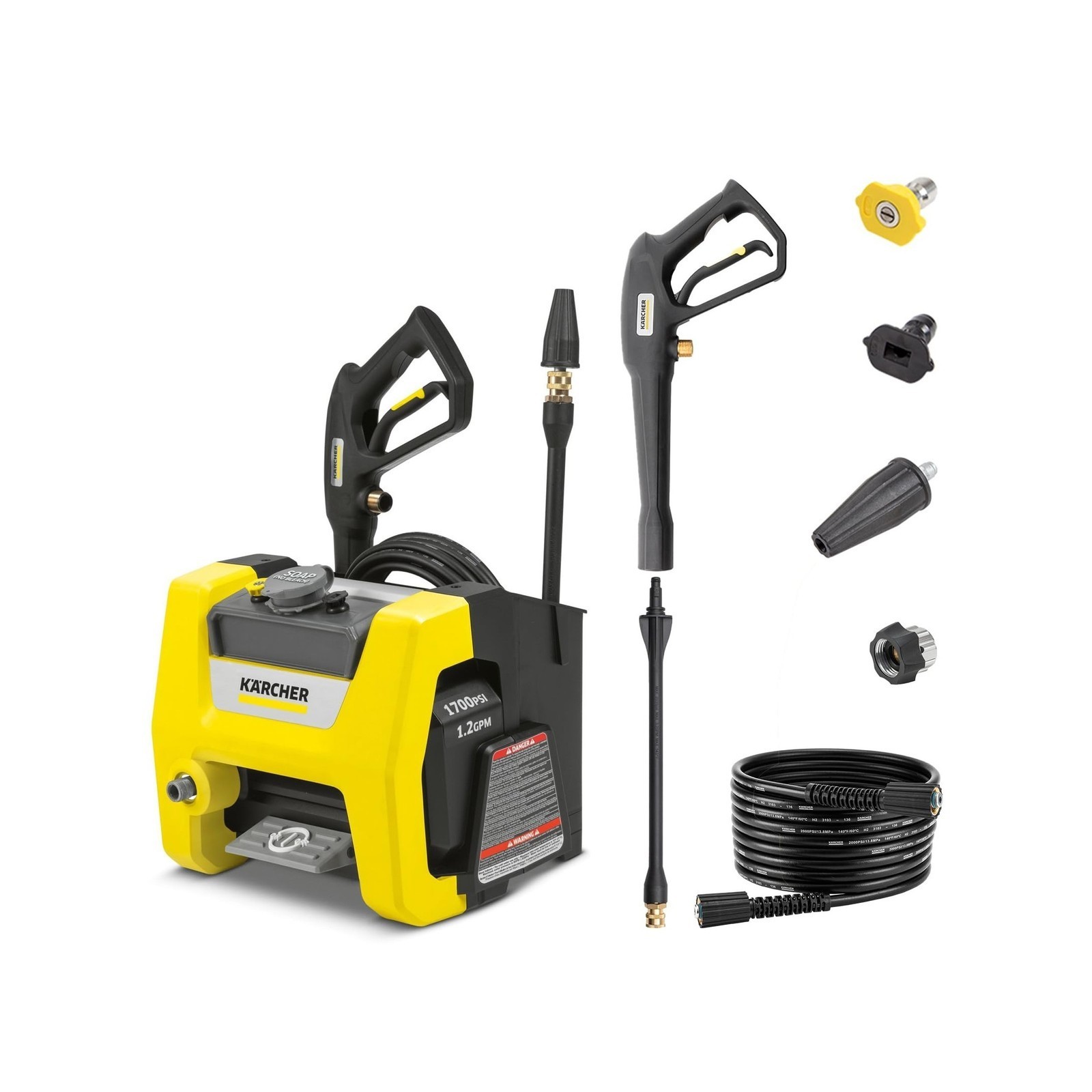 Pressure Washer Cube – 1700 PSI, 1.2 GPM w/ 3 Nozzles & Detergent Tank