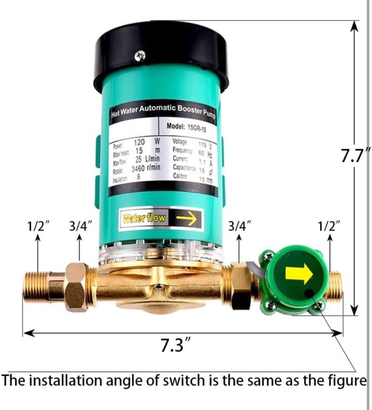 Pressure Pumps 115V/60Hz 3/4 inch Outlet 120W Water Pressure Booster Pump W/