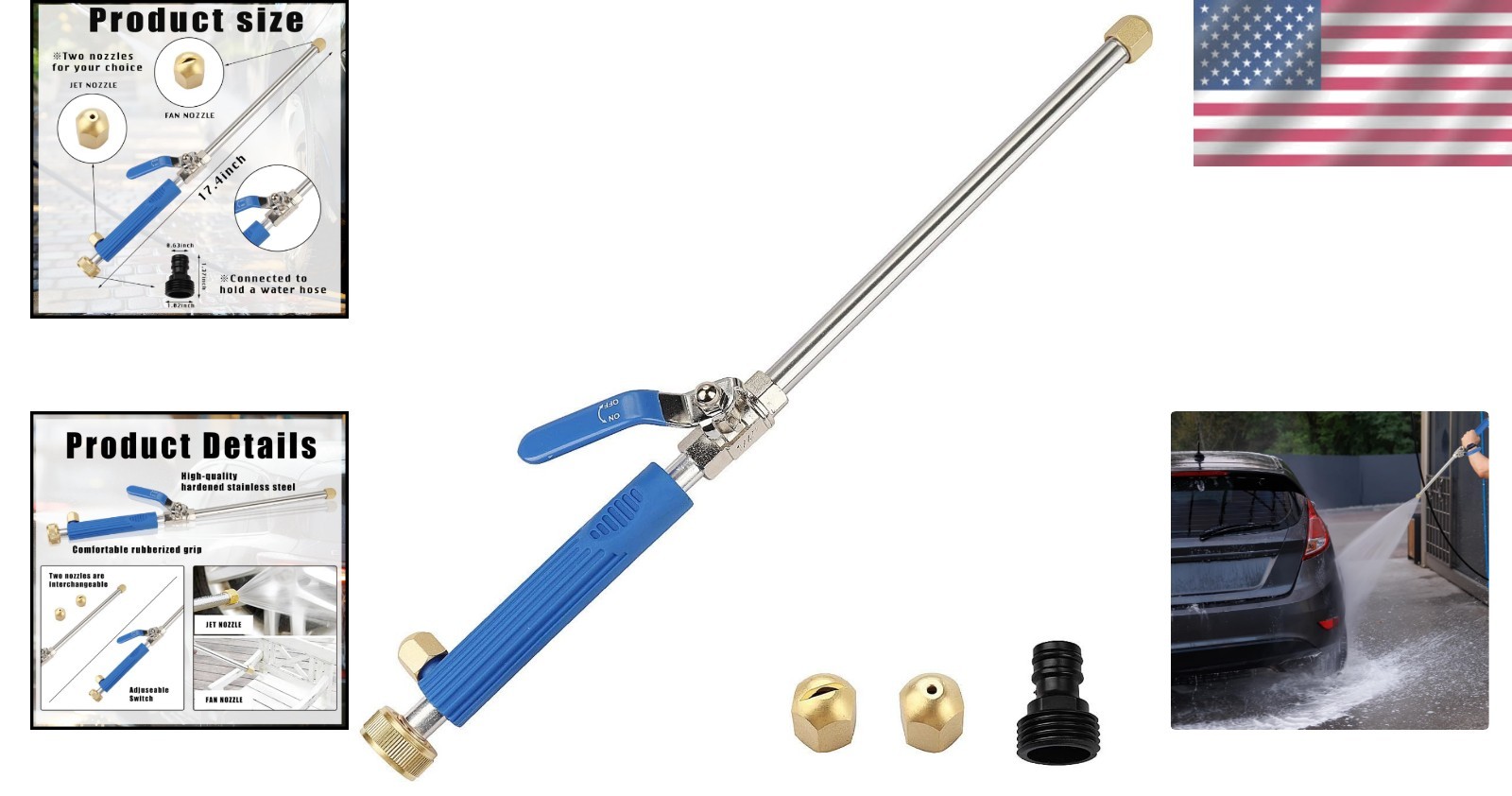 Stainless Steel Hydro Jet Power Washer Wand – Perfect for Car & Gutter Cleaning