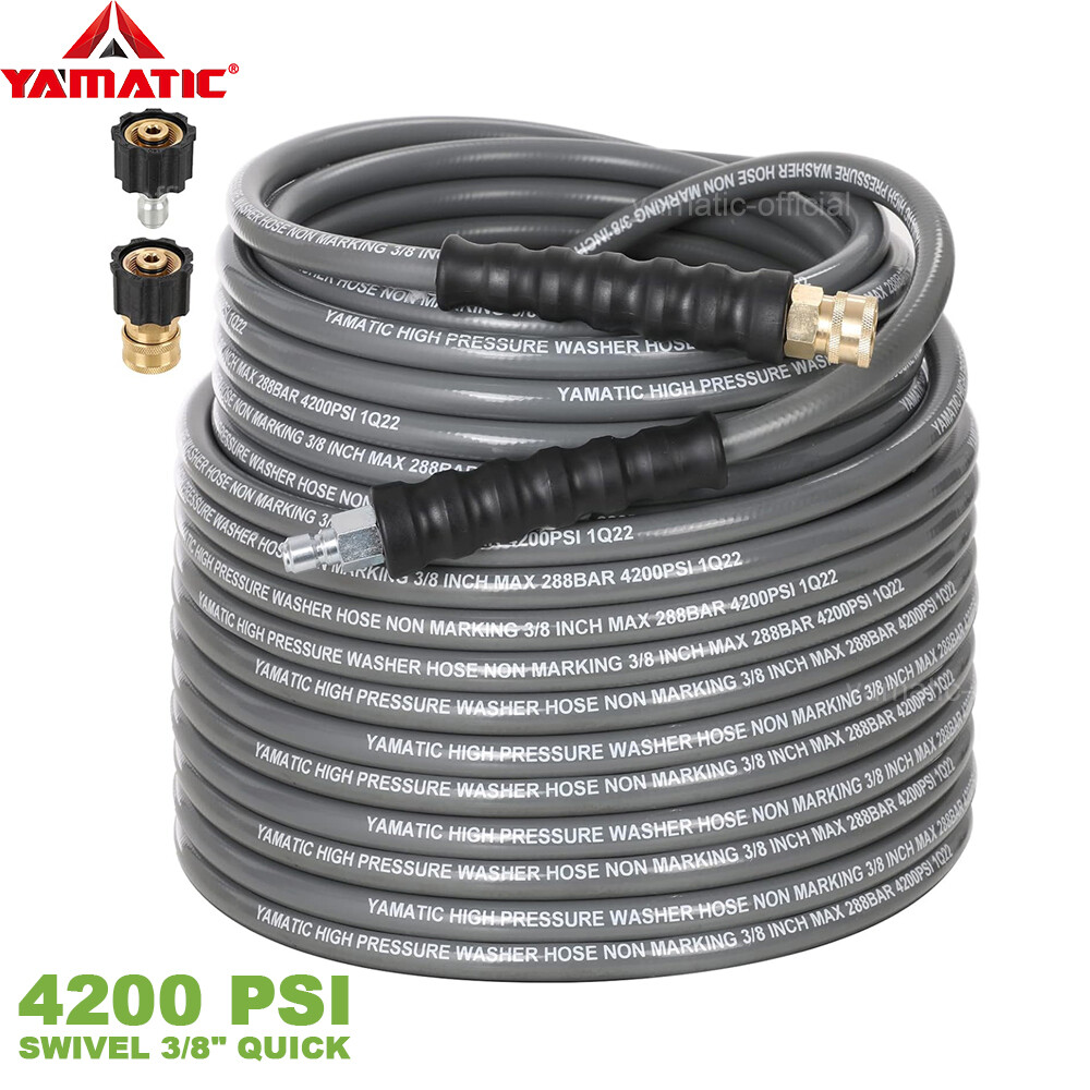 YAMATIC 3/8″ 4200 psi Hot Water Rubber Pressure Washer Hose 50/100/125/150 ft