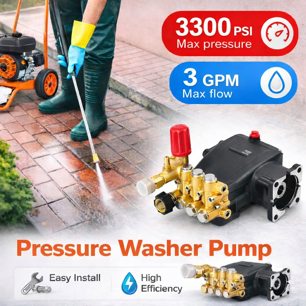 Pressure Washer Pump Power Washer Pump 3/4″ Horizontal 3300 PSI 3 GPM