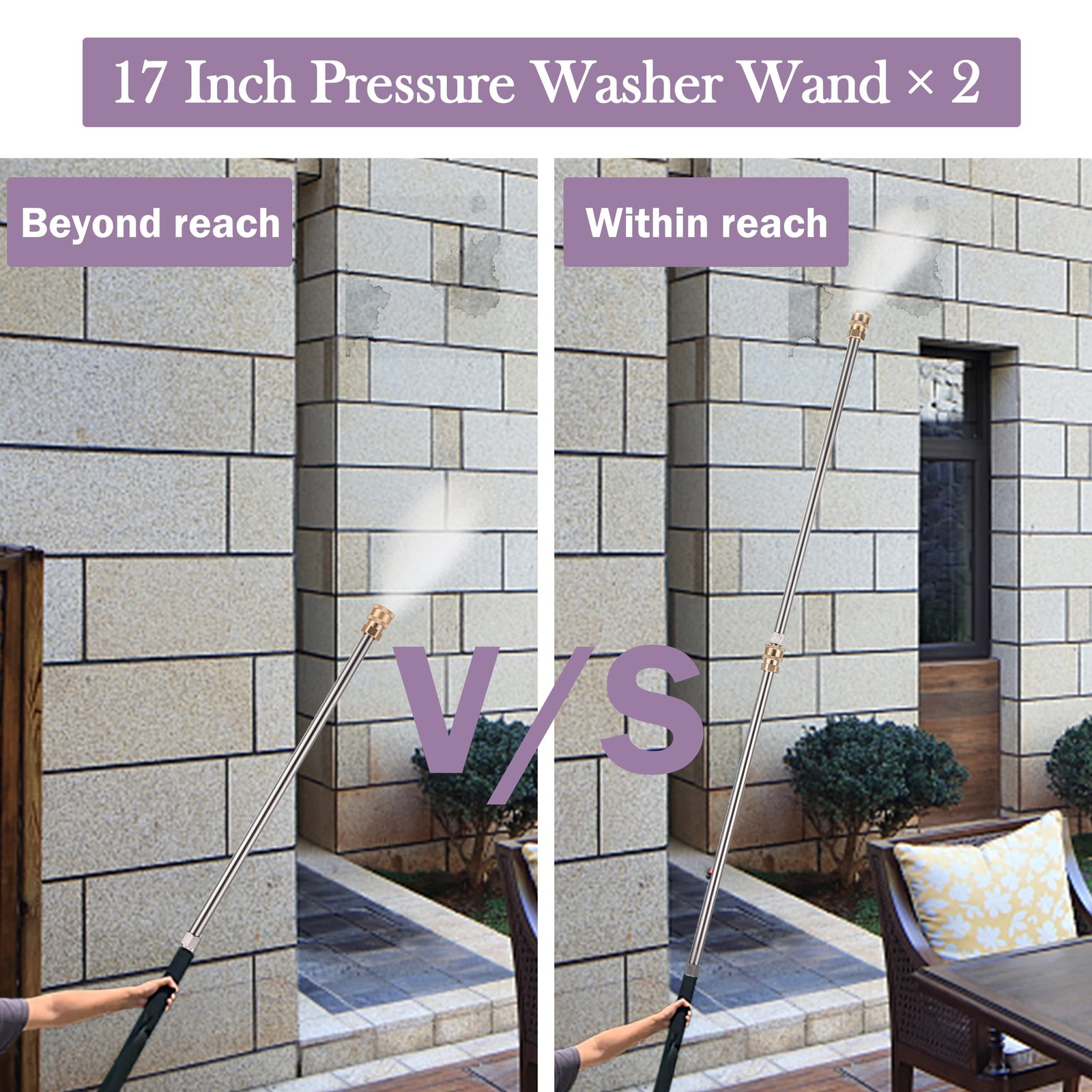 2 Pack 17in Pressure Washer Extension Wand 1/4 Inch Quick Connect Lance