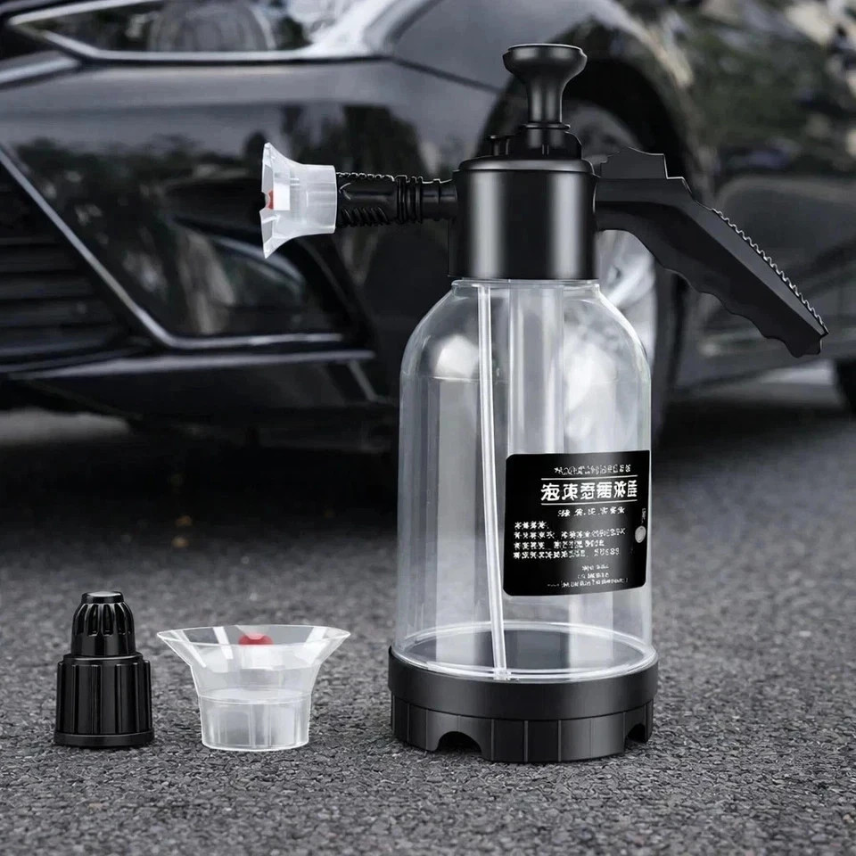 2L Hand Pump Foam Sprayer Snow Foam Cannon Car Wash Bottle 2 Nozzles