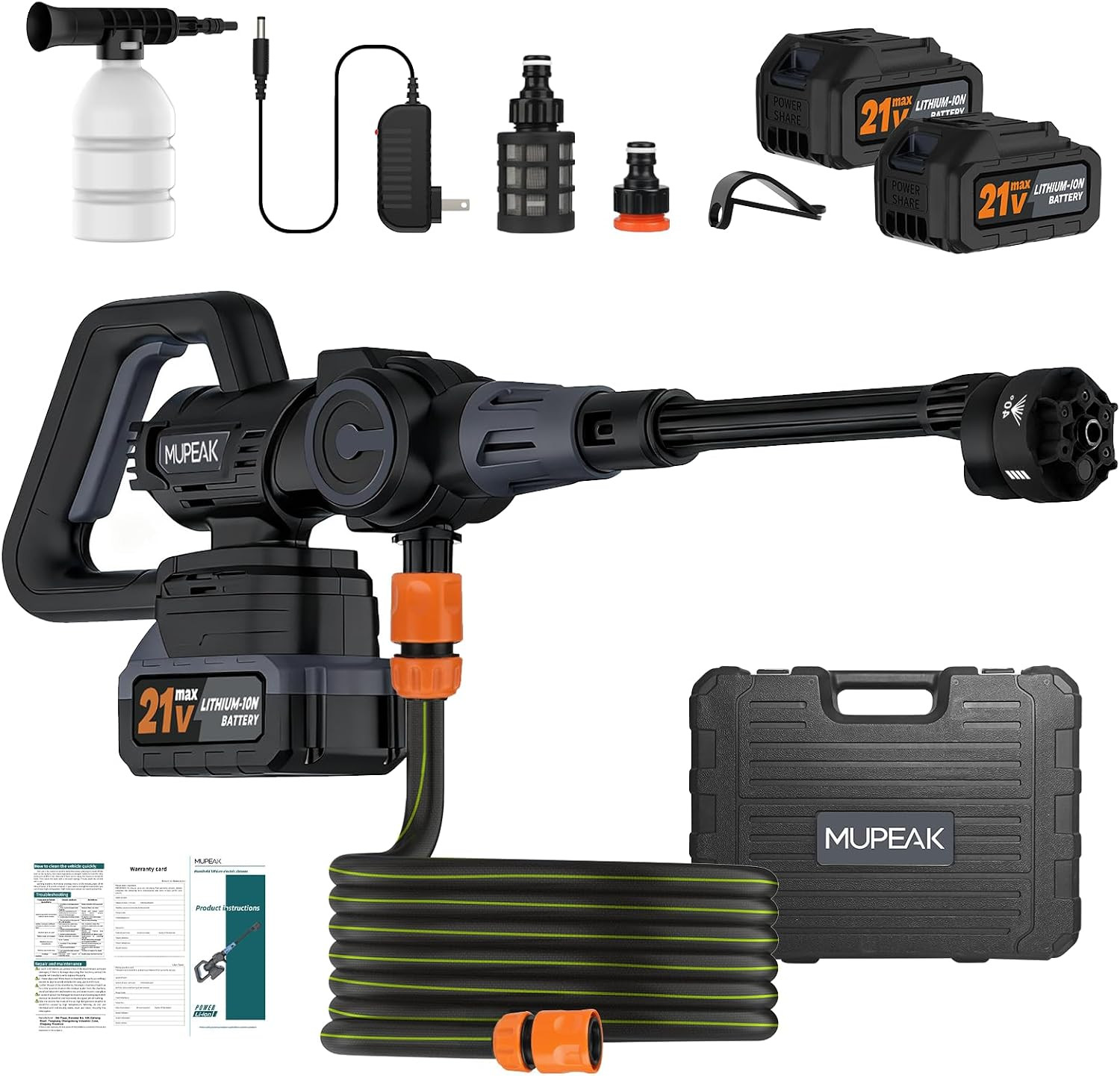 Cordless Power Washer 1500Psl, Portable Power Washer with Brushless Motor & 2×4.