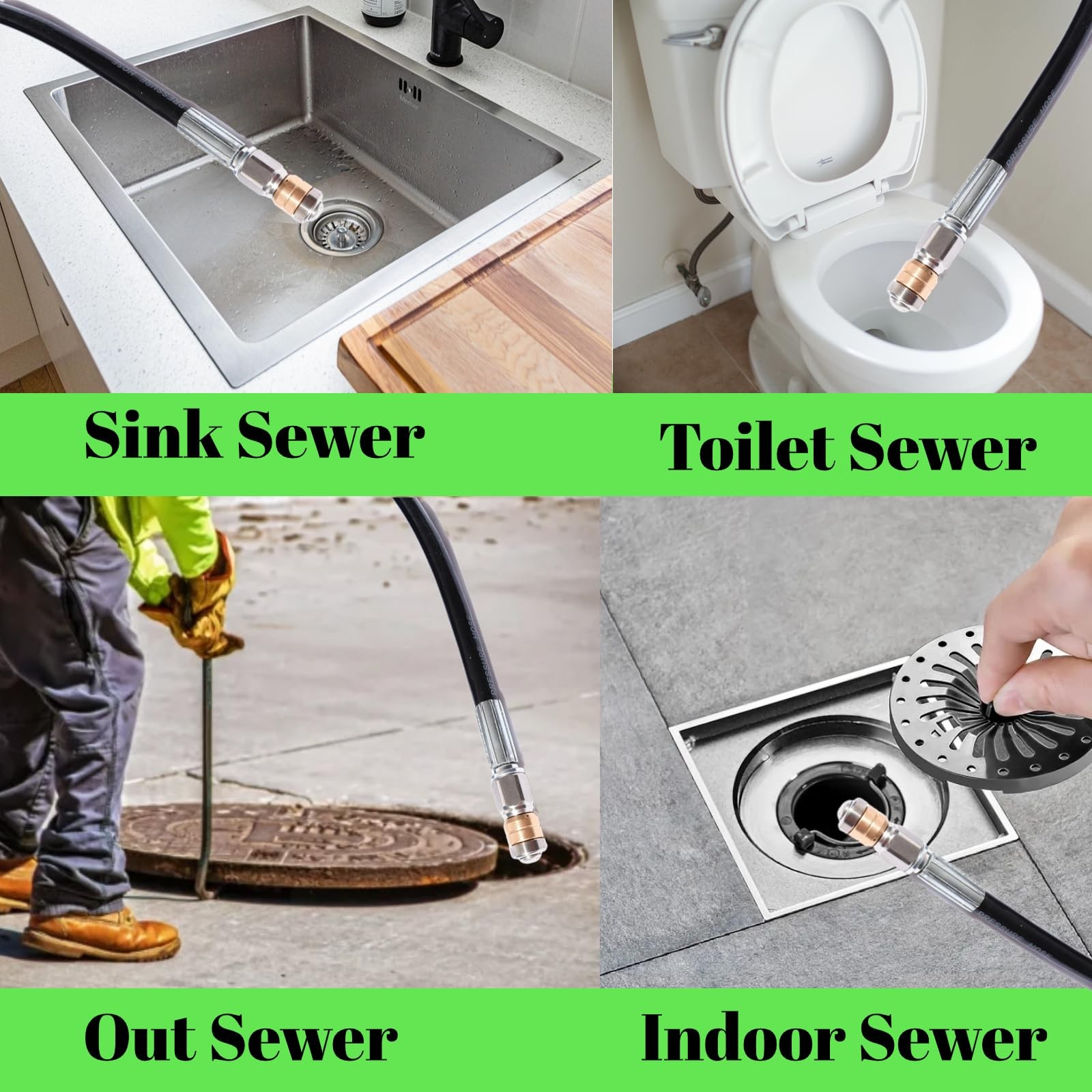 Sewer Jetter Kit for Pressure Washer 5800 PSI Drain Cleaner Hose 1/4 Female N…