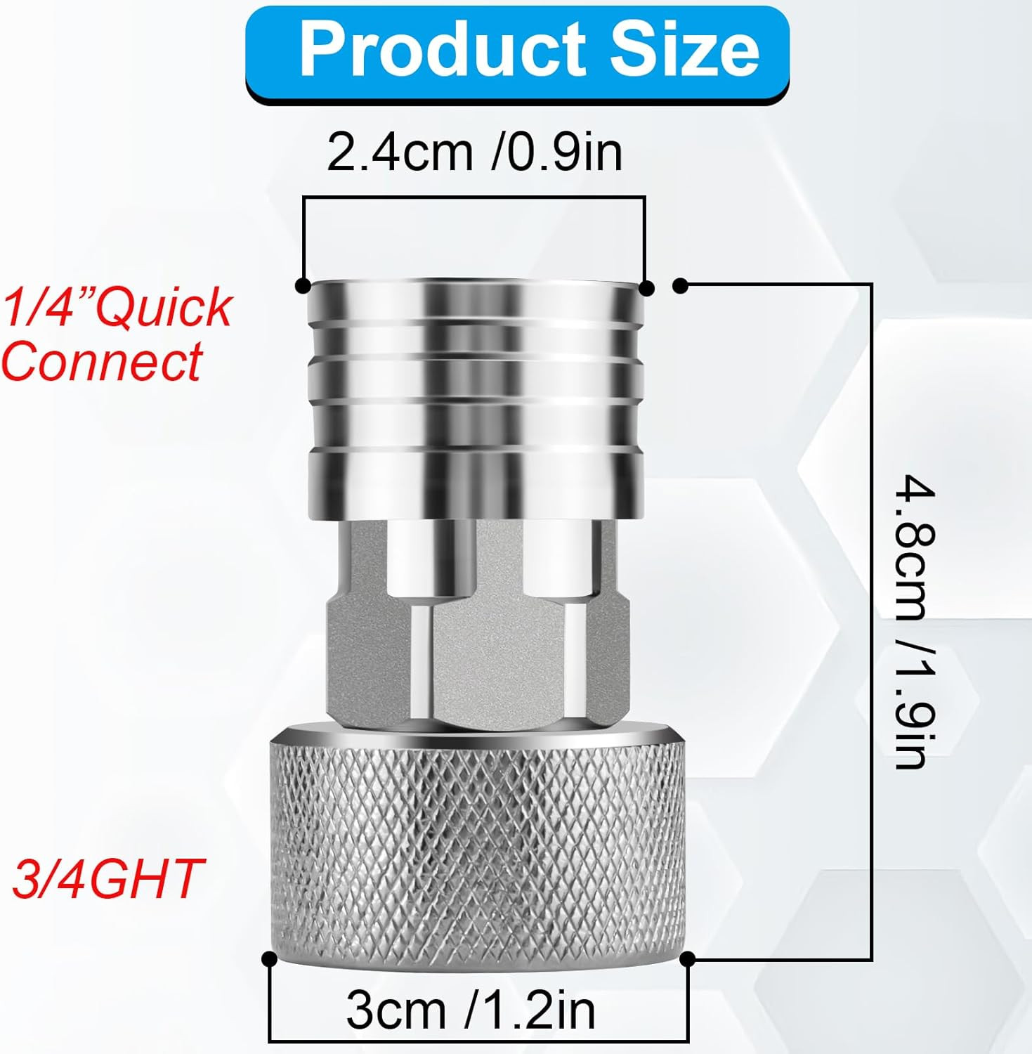 Garden Hose to Pressure Washer Adapter with 5PCS Spray Nozzle Tips, 3/4″ GHT To